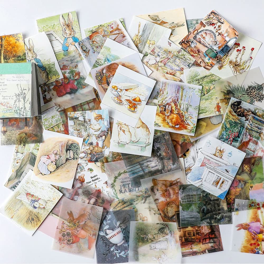 Vintage DIY Scrapbooking Paper Kit - 400 Pcs Retro Decorative Paper for Scrapbook, Art Journal, Diary & Card Making - Peter Rabbit and Friends Theme - Perfect for Crafting, Memory Books & Gift Embellishments