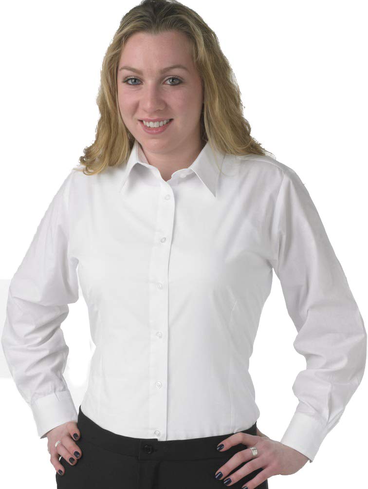Henry Segal Women's Long Sleeve Collared Dress Shirt - White, Medium | Professional Office Wear & Formal Occasions