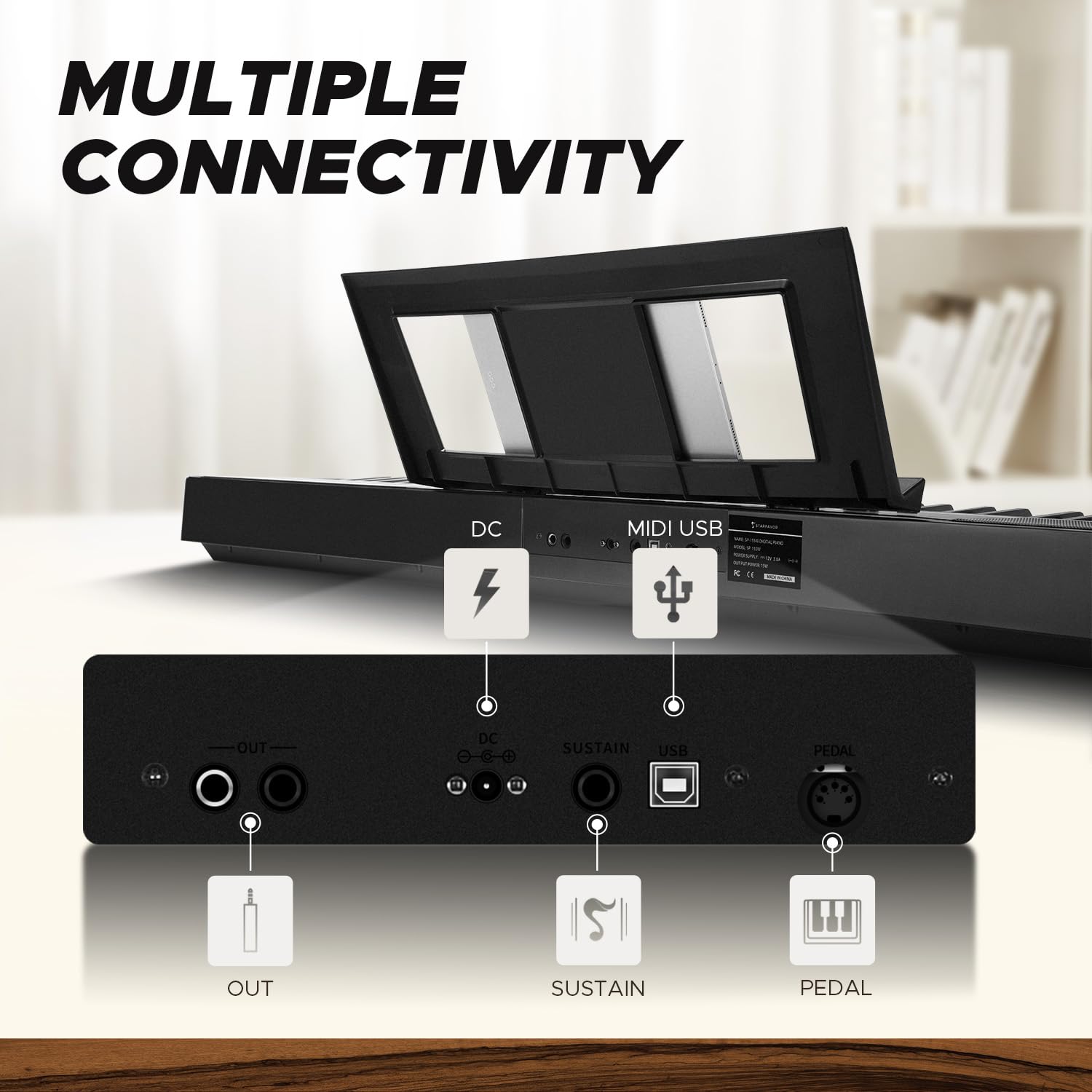 Starfavor 88-Key Digital Piano Keyboard with Velocity-Sensitive Keys, Full-Size Semi-Weighted Action, Dual 25W Speakers & 3-Pedal System - MIDI Compatible for Recording & Home Studio Use - Perfect for Beginners, Professionals & Music Enthusiasts