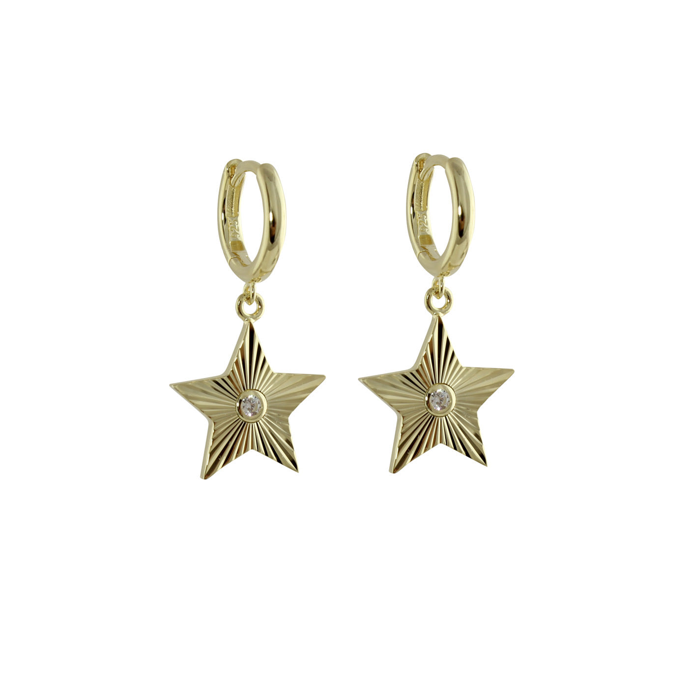 Fluted Star Huggies Earrings - Dainty Gold Huggie Hoops for Women, Minimalist Everyday Jewelry, Perfect for Work, Date Night & Special Occasions