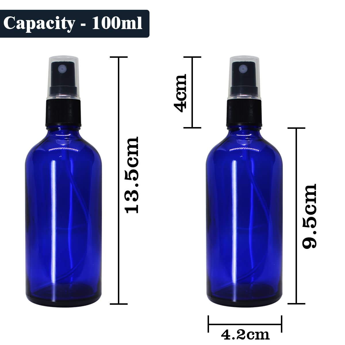 Refillable 100ml Blue Glass Fine Mist Spray Bottle with Leak-Proof Pump - Perfect for DIY Perfume, Essential Oils, Aromatherapy Blends, Facial Mists & Beauty Products | Travel-Friendly, Home & Salon Use (Pack of 1)