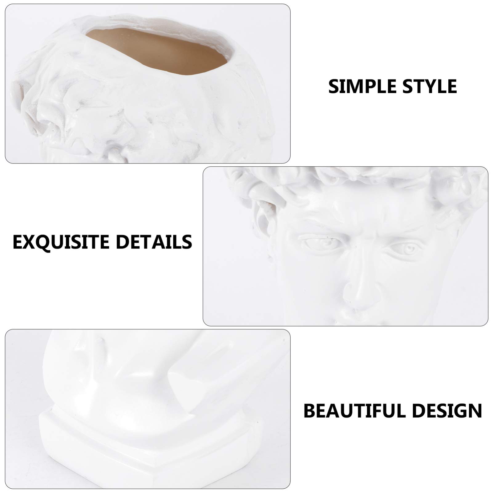 HEMOTON Classic Greek Statue Planter - Face Vase for Jewelry & Trinkets, David Bust Sculpture for Succulents | Indoor/Outdoor Desktop Decor for Home, Office & Garden