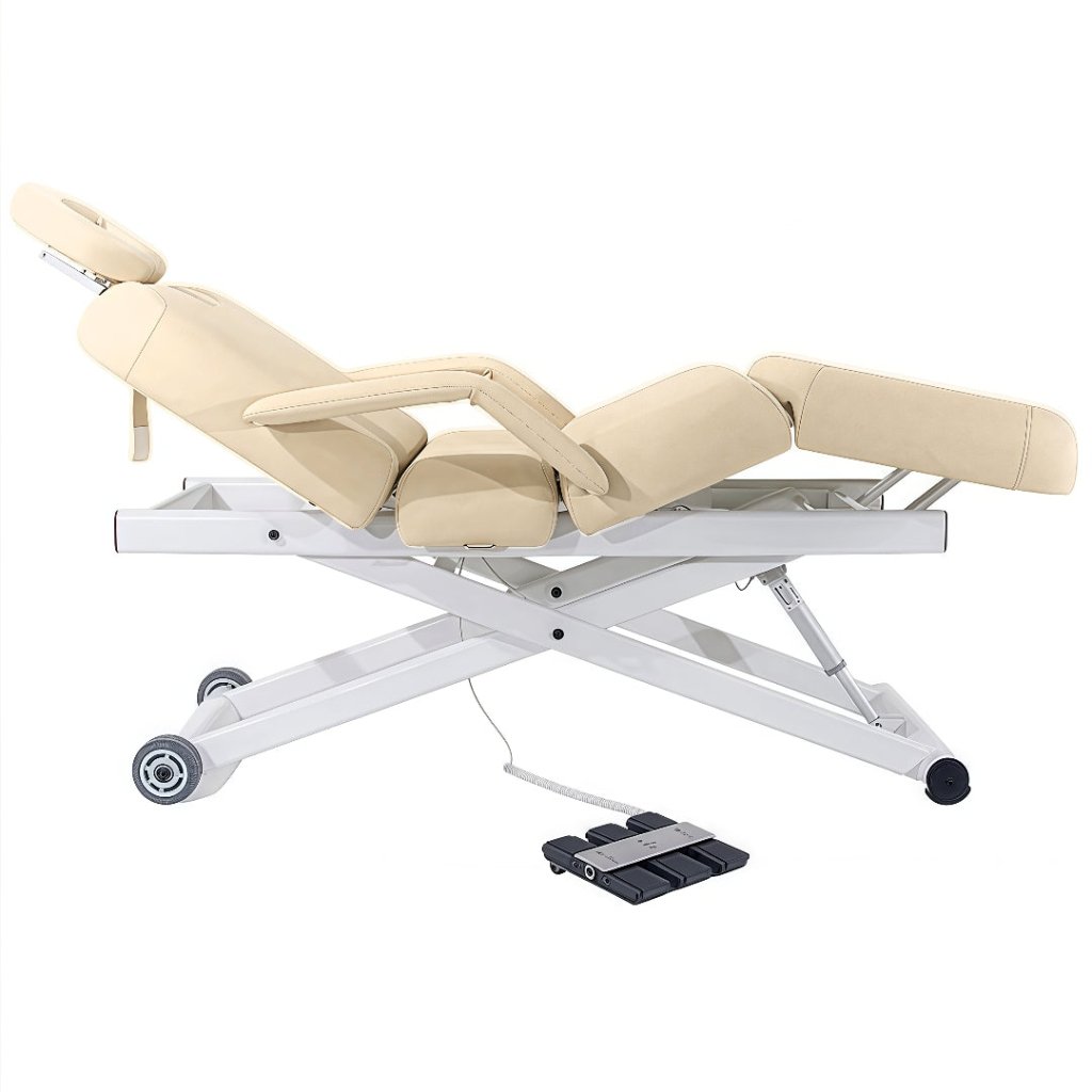 SilverFox 3 Motors 4-Section Professional Electric Massage Table 2274B with Wireless Hand Controller - Cream & Black - Perfect for Chiropractic Clinics, Spa Salons and Home Massage Therapy
