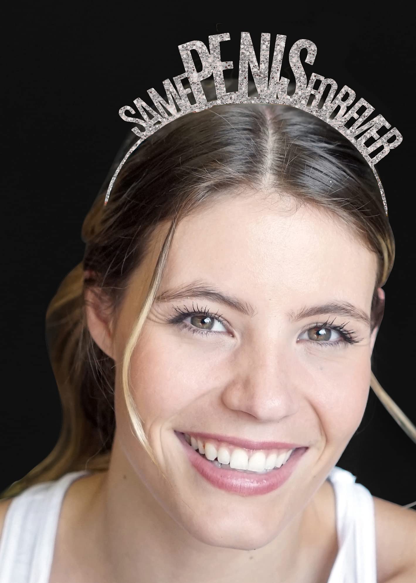 Sparkly Rhinestone Sash Bachelorette Party Headbands - Glitter Metallic Tiara Headpiece for Bridal Shower & Bachelorette Party - Funny Wedding Party Accessories for Girls Night Out & Birthday Celebrations
