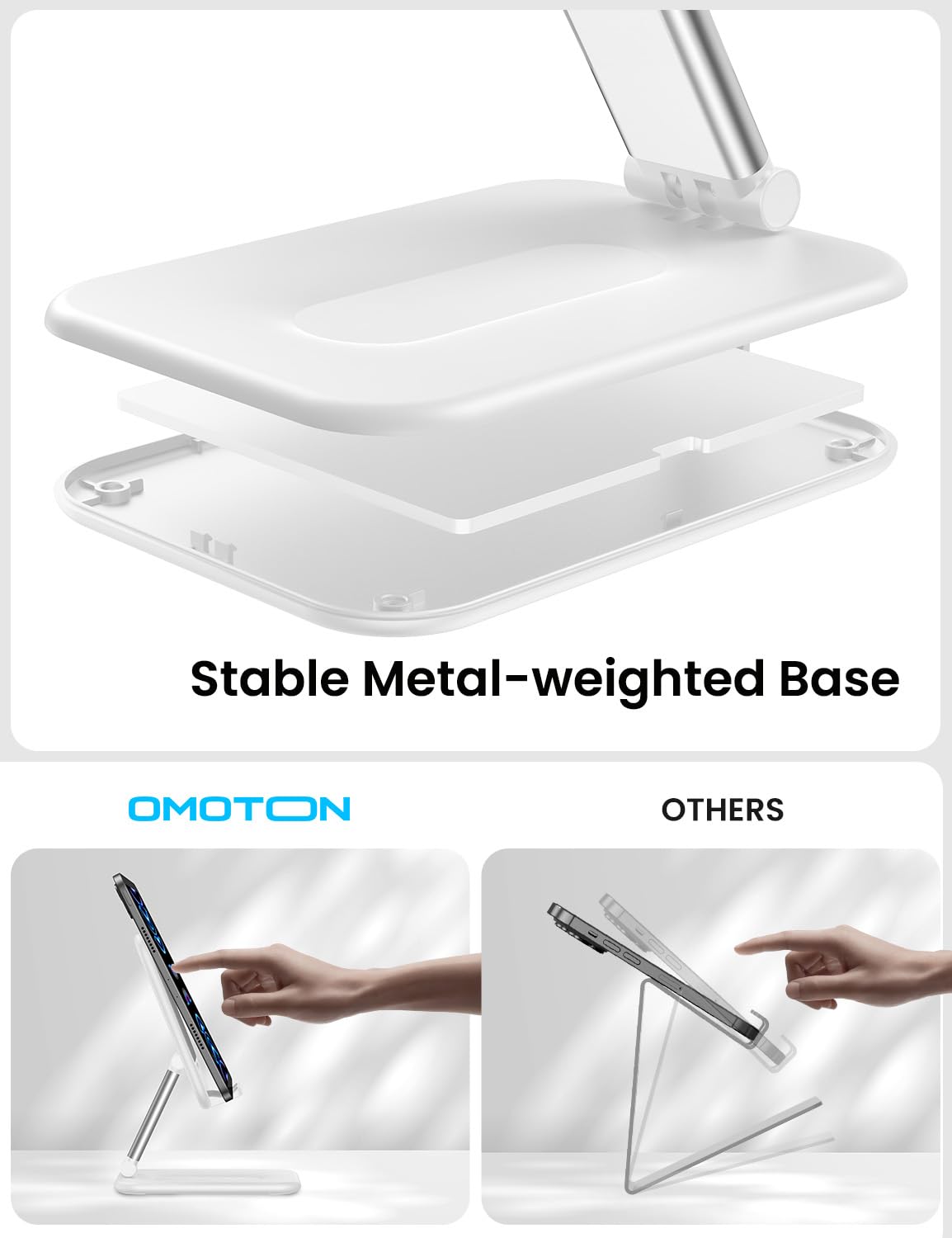 OMOTON Foldable Tablet Stand Holder - Adjustable Desktop Dock for iPad Pro/Air/Mini, Samsung Galaxy Tab & Smartphones (Up to 12.9