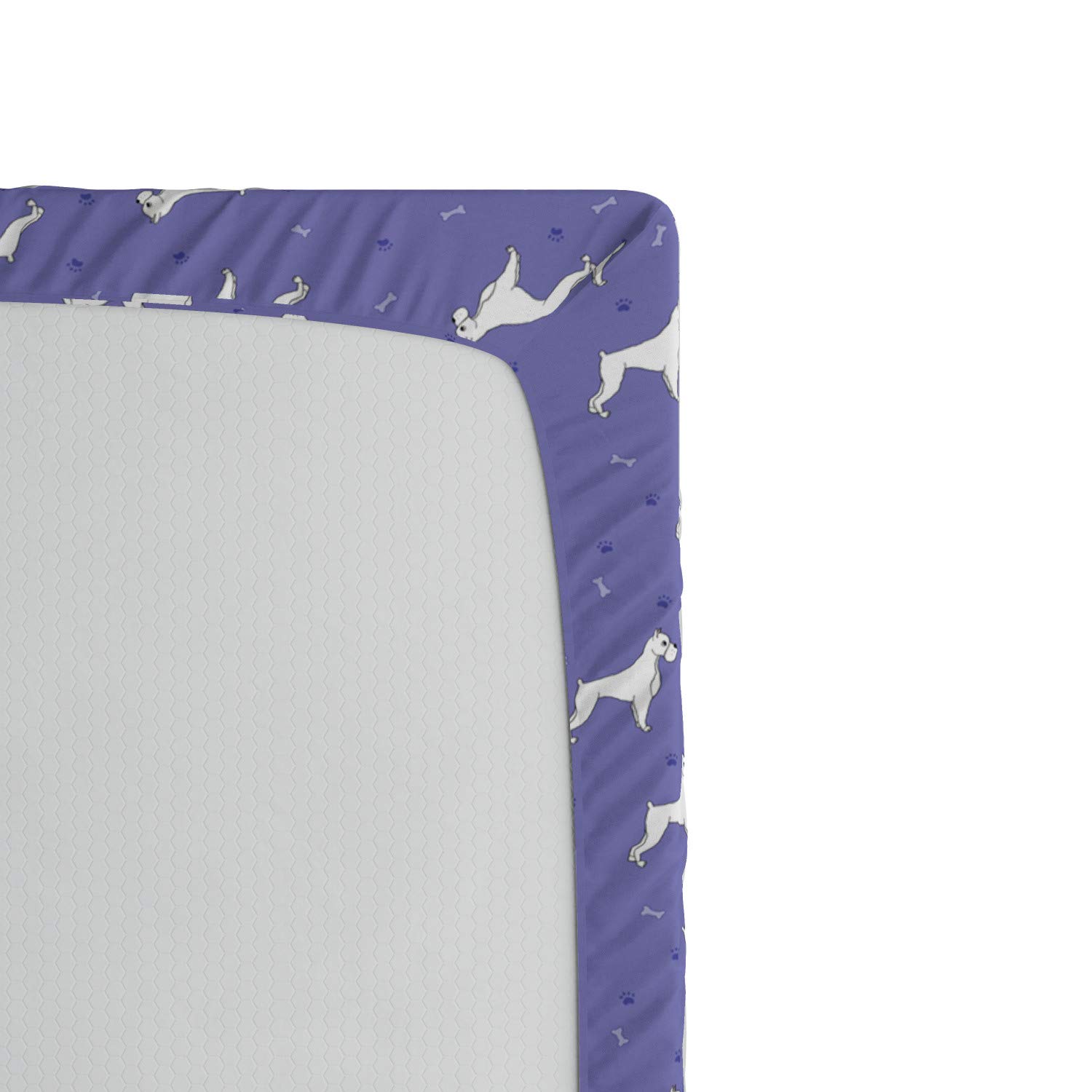 Ambesonne Boxer Dog Fitted Sheet, Cartoon Canine Pattern - Twin Size for Cozy Bedroom Decor