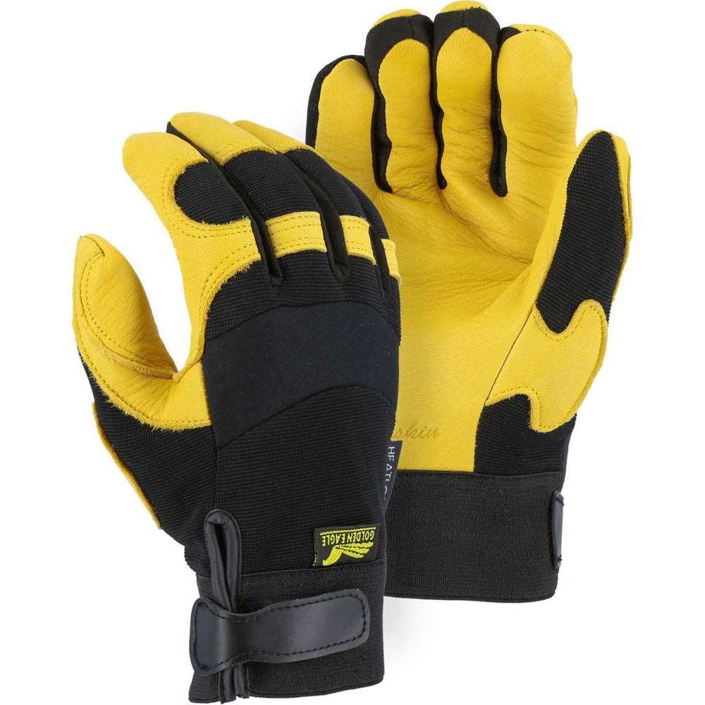 Premium Winter Lined Adjustable Wrist Velcro Mechanics Gloves - Grade A Grain Deerskin Leather Palm (12 Pairs) - Ideal for Cold Weather Work, Automotive Repair & Outdoor Activities