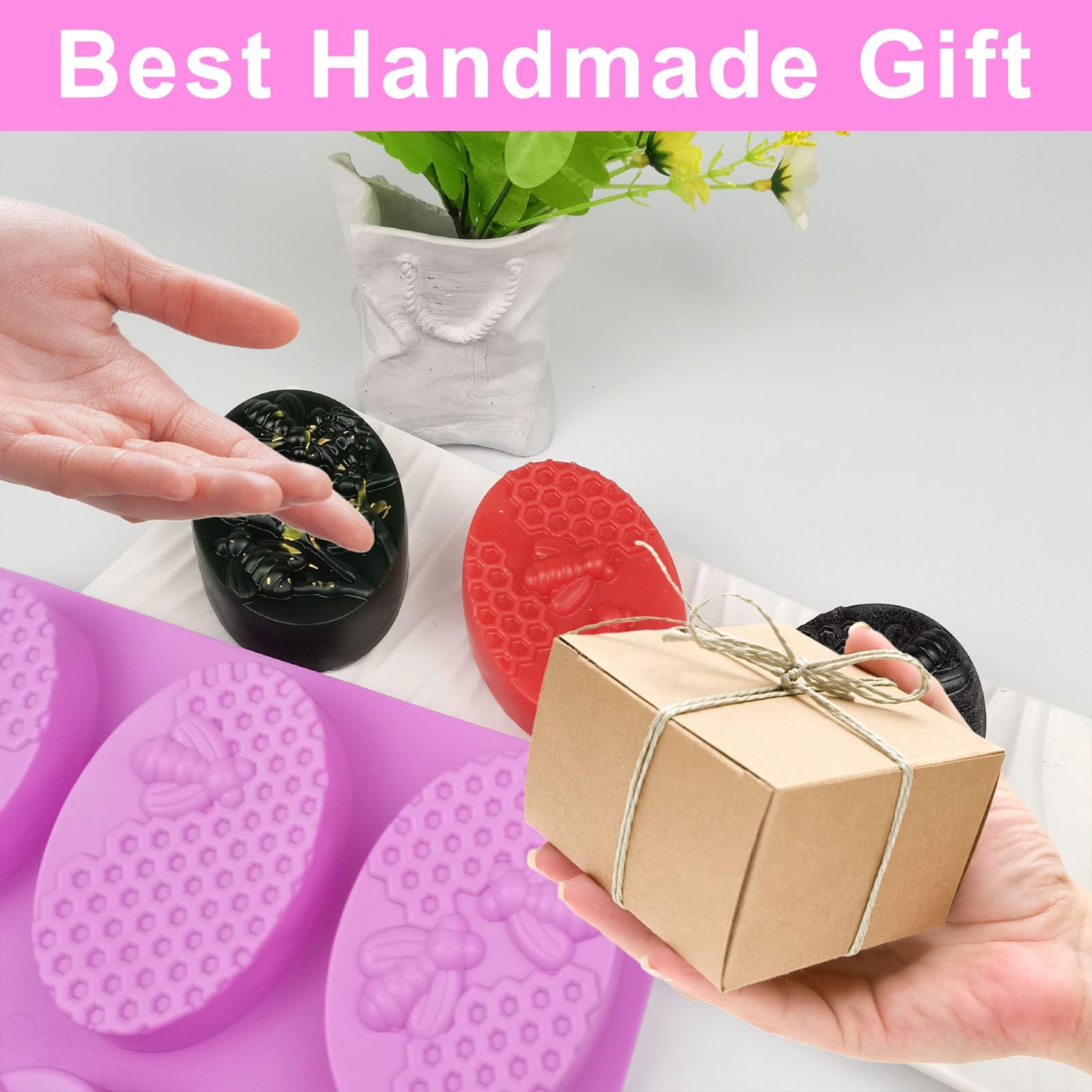 Premium Silicone Honeycomb Soap Molds (3-Pack) - Ideal for Handmade Soap, Lotion Bars & Wax Melts - Perfect for DIY Bee-Themed Crafts, Bath & Body Products, Candle Making & Home Decor Gifts