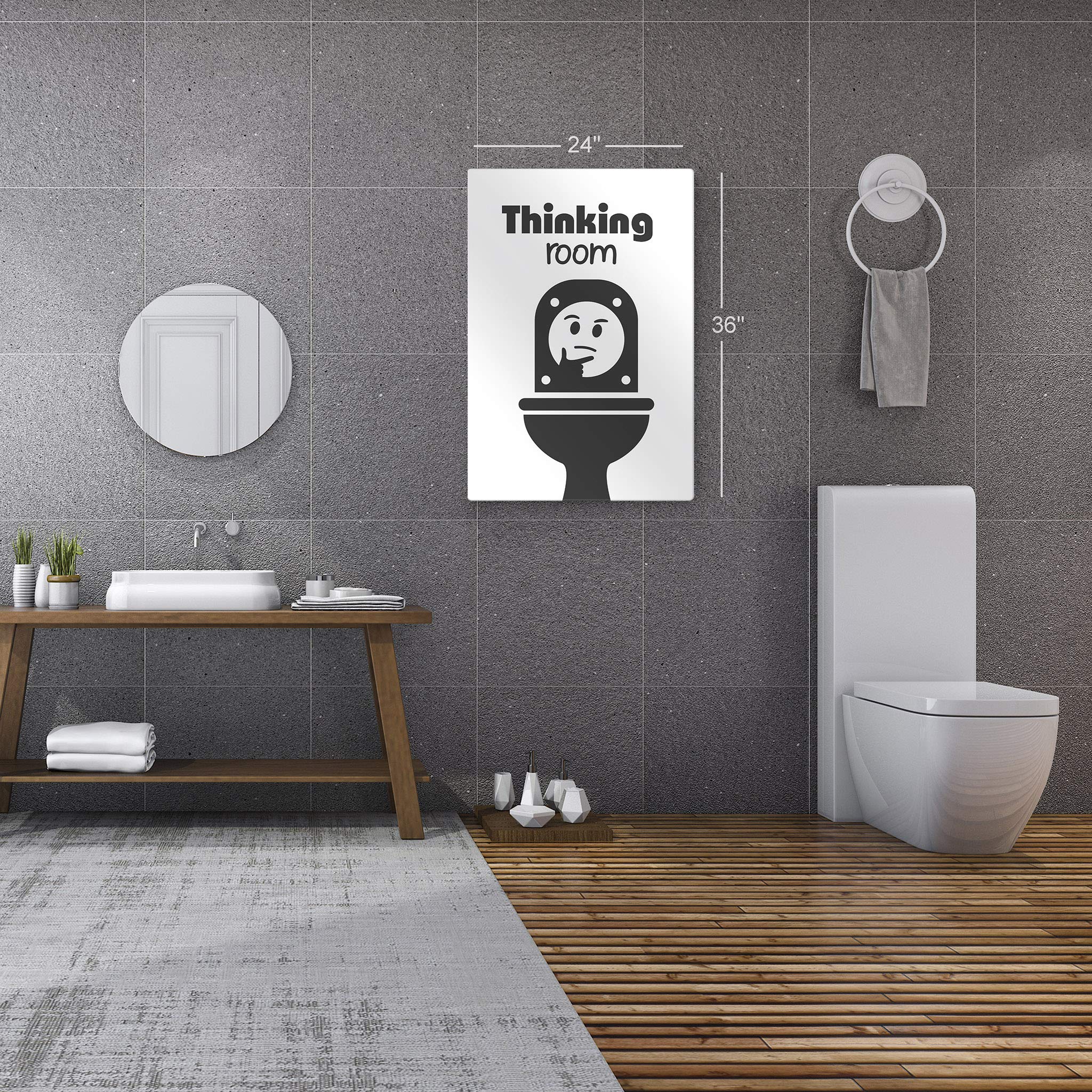 Funny Bathroom Wall Art - Smile Art Design Thinking Room Quote Metal Print - Ready to Hang Toilet Decor (30x20) - Made in USA - Perfect for Home, Office, or Gift