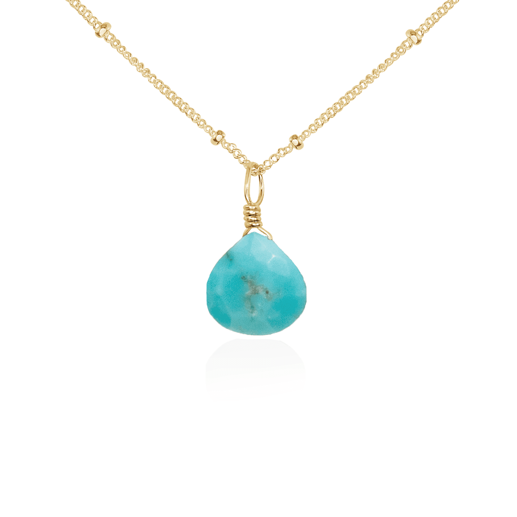 Tiny Turquoise Teardrop Crystal Pendant Necklace - Elegant Dainty Jewelry for Women, Perfect for Everyday Wear, Parties & Gifts