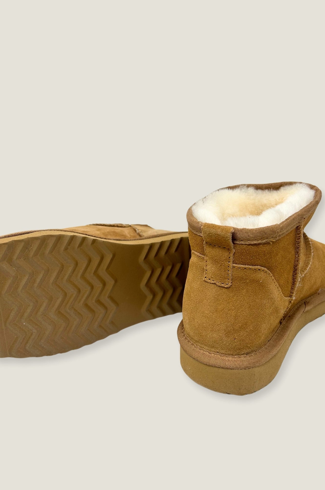 LUCKY BEAR Mini Sheepskin Boots for Women - Soft Tan Winter Booties | Cozy Indoor/Outdoor House Slippers for Cold Weather & Home Comfort