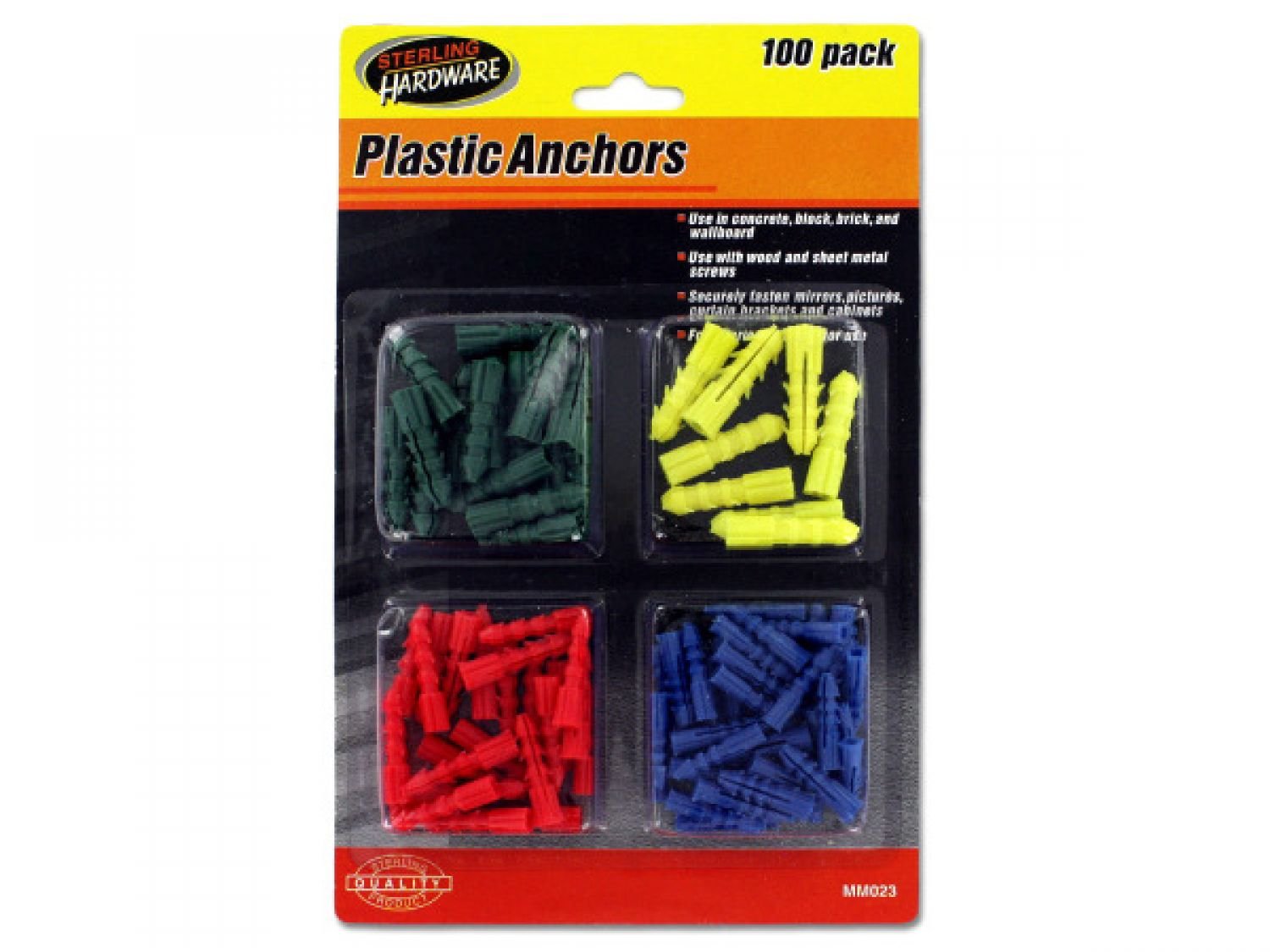 Heavy Duty Sterling Plastic Anchors Set - 72 Pack for Drywall, Concrete & Masonry | Secure Shelves, Mirrors & Wall Decor | DIY Home Improvement Hardware