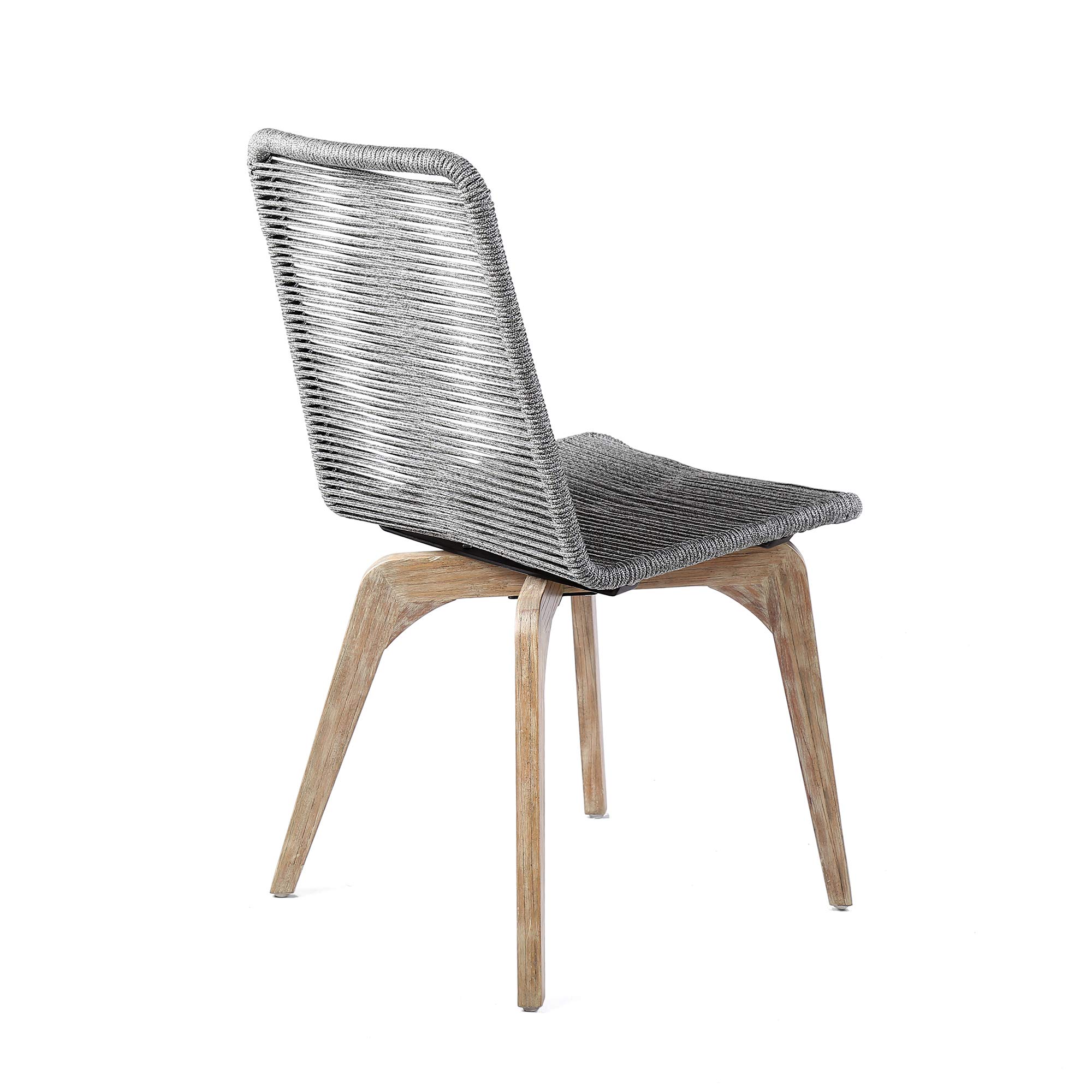 Armen Living Oasis and Island 5-Piece Outdoor Patio Dining Set with Light Eucalyptus and Stone - Perfect for Backyard, Garden, and Poolside Entertaining