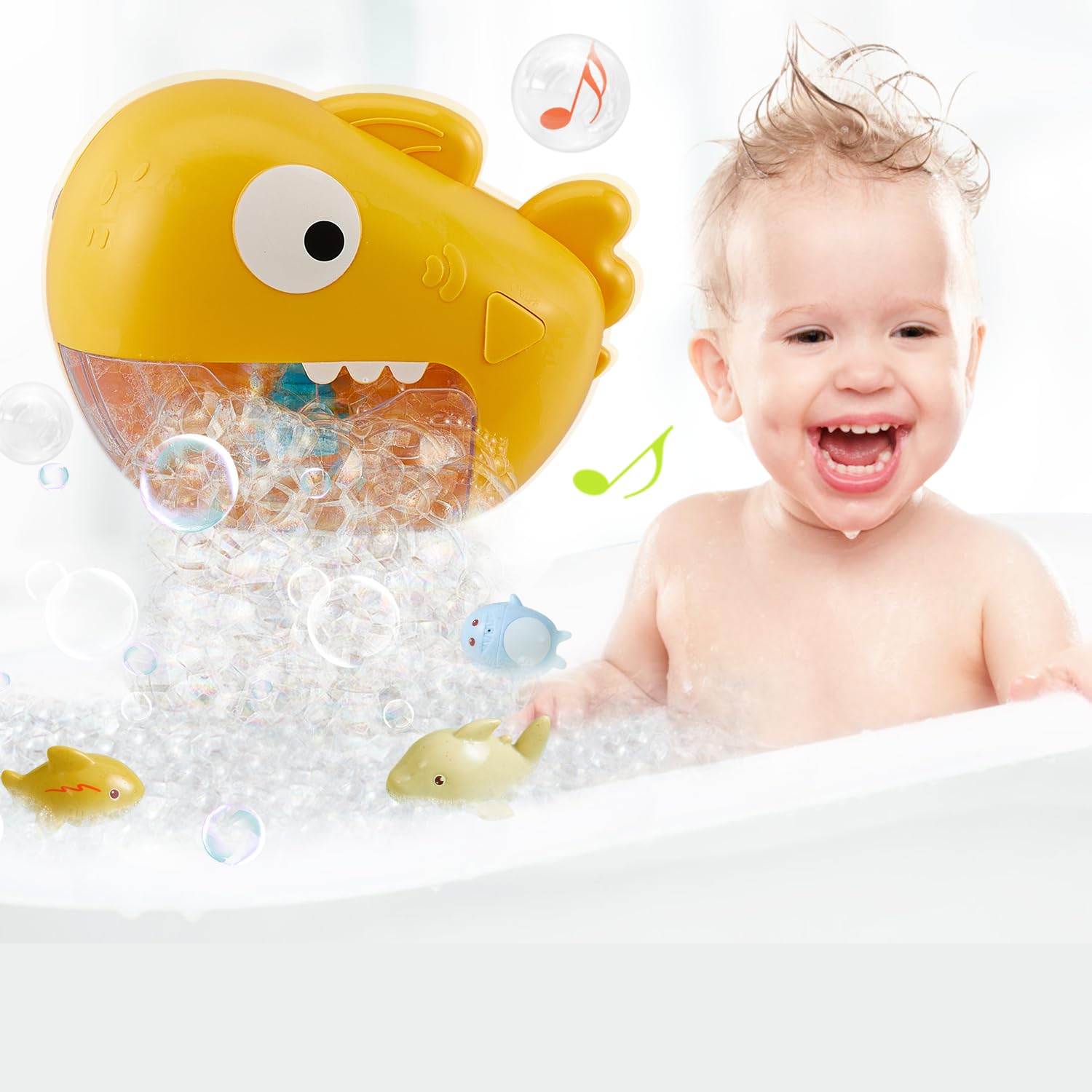 **Automatic Bubble Machine Bath Toy with Music - 3 PCS Silicone Baby Bath Toys for Infants 6-12 Months & Toddlers 1-8 Years - Fun Bath Time & Birthday Gift for Kids (Perfect for Sensory Play & Early Learning)**