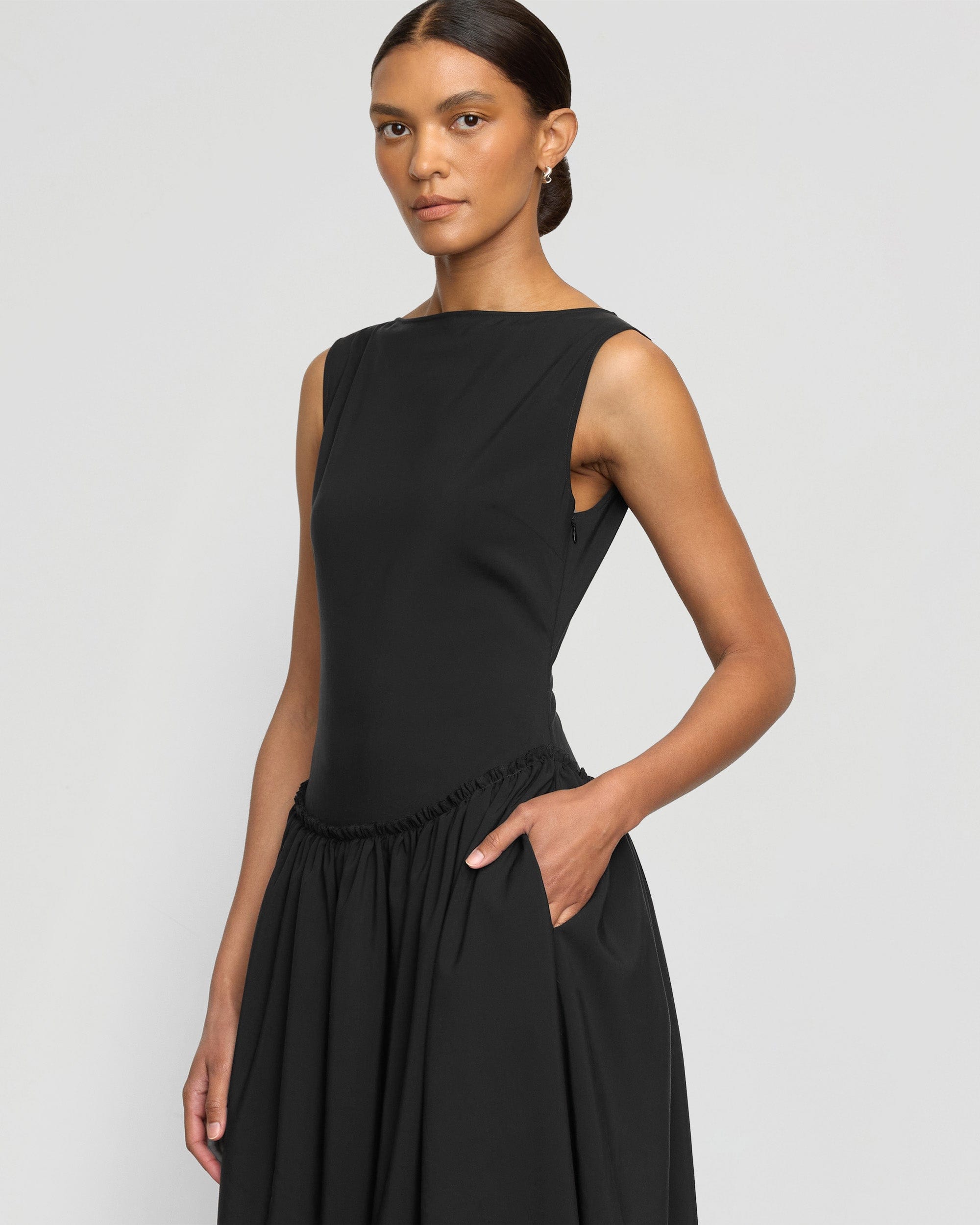 Ambretta Drop Waist Bubble Sleeve Party Dress for Women - Elegant Cocktail & Evening Gown for Weddings, Prom, Date Night