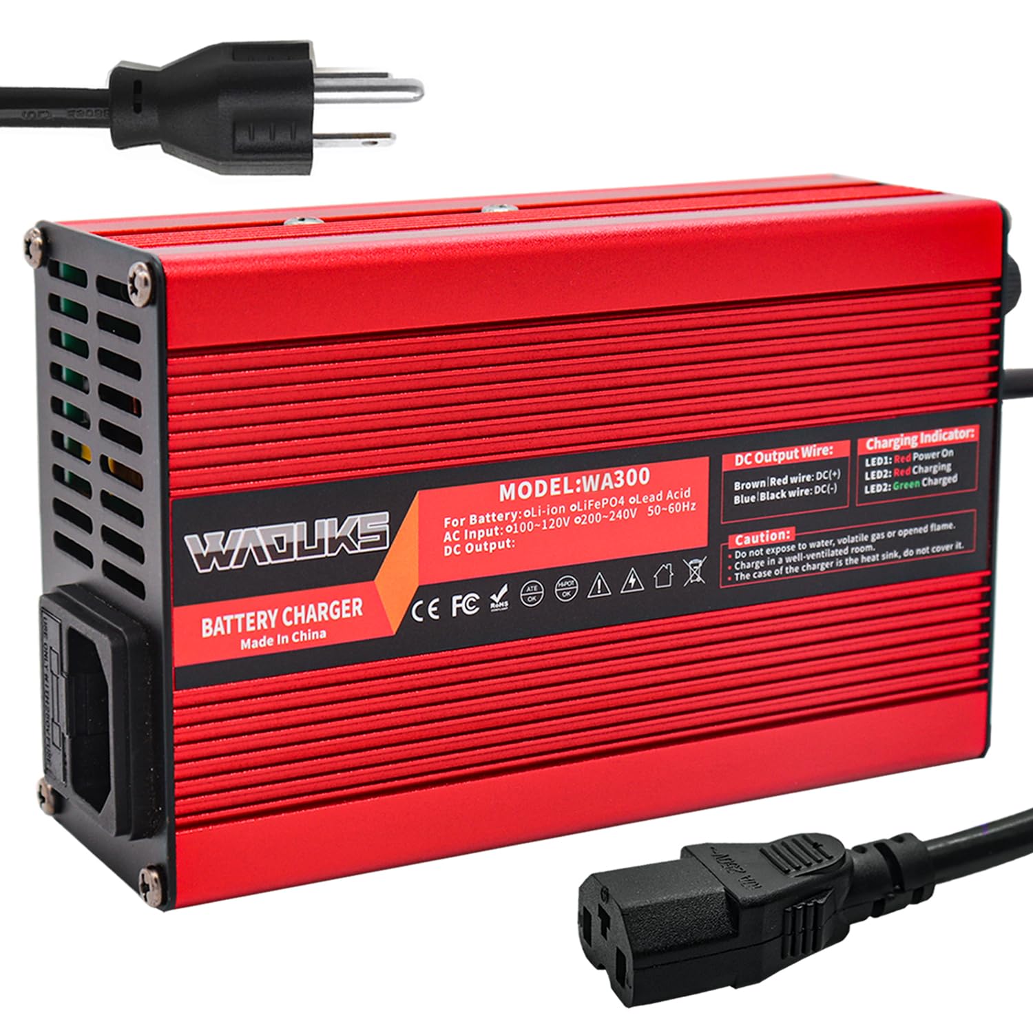 72V 3A Smart Battery Charger for Lead Acid Batteries - 88.2V Fast Charging with Cooling Fan & Durable Aluminum Case - Perfect for Golf Carts, Scooters, and Electric Vehicles