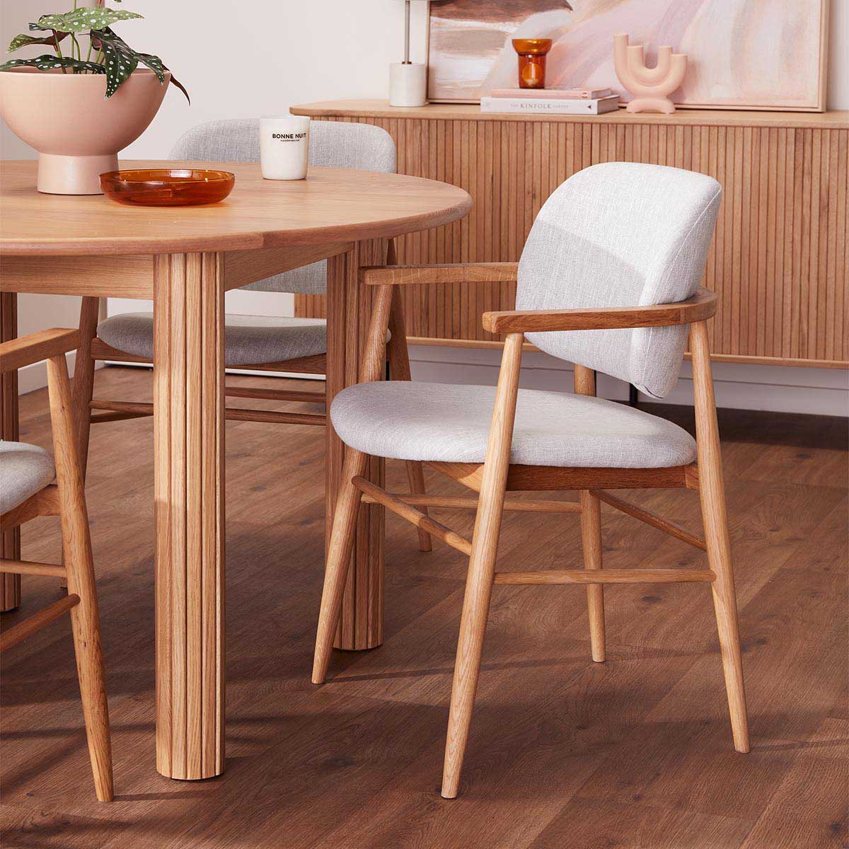 Aura Fabric Dining Chair - Solid Oak Wood Frame, Comfortable Upholstered Seat - Perfect for Kitchen, Dining Room, and Home Office Use