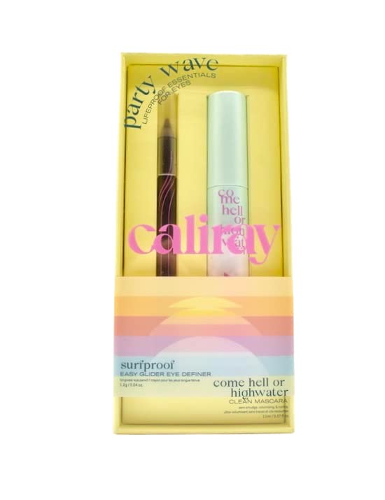 **Caliray Party Wave Volumizing Tubing Mascara & Surfproof Waterproof Eyeliner Pencil Gift Set - Black | Long-Lasting, Smudge-Proof Makeup for Parties, Swimming & Everyday Wear**