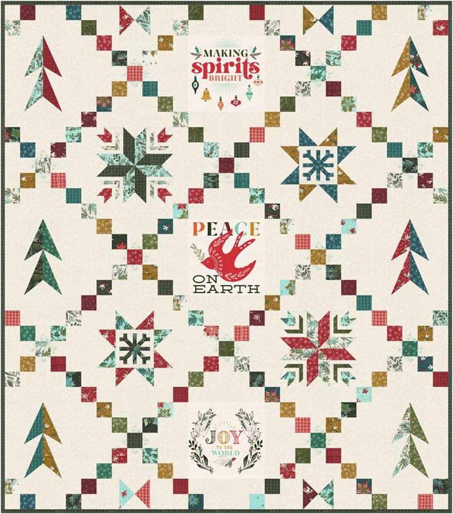 Stephanie Sliwinski Cheer and Merriment Quilt Kit - Moda Fabrics KIT45530 - DIY Quilting Supplies for Holiday Home Decor & Gift Making