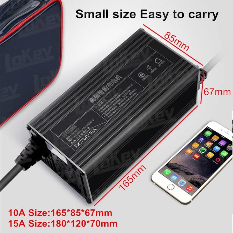 60V 15A 16S 67.2V Li-ion Smart Fast Battery Charger for Electric Scooter, Motorcycle, Golf Cart & Forklift - Portable Charger with EU 220V Plug - Perfect for Home, Warehouse & Outdoor Use
