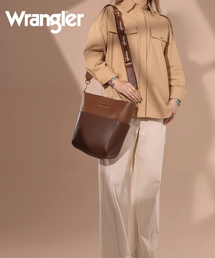 Wrangler Cow Print Crossbody Bucket Bag for Women - Stylish Western Handbag with Adjustable Strap - Perfect for Daily Use, Travel & Country Music Festivals