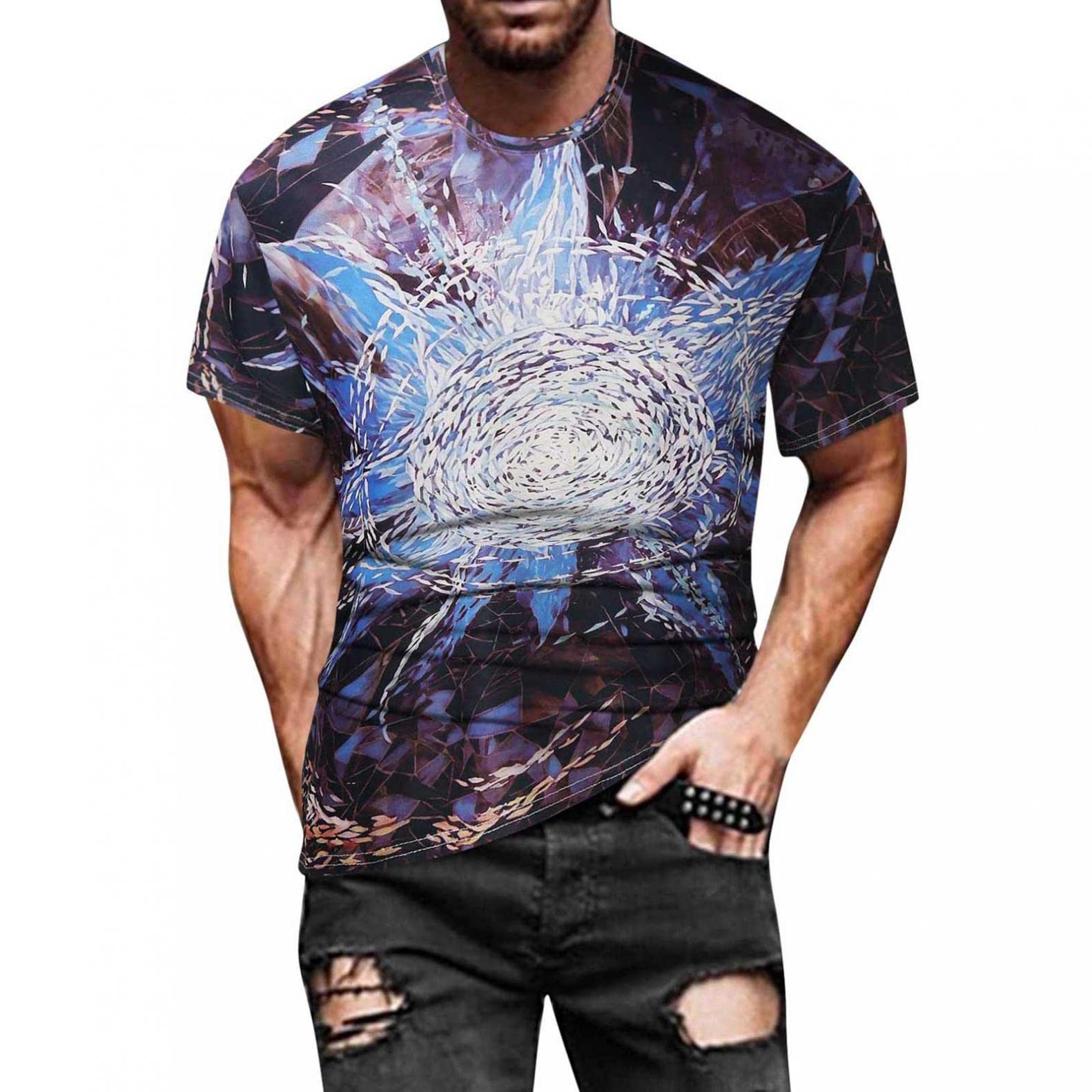 Patriotic American Flag T-Shirt for Men - Funny Independence Day Print, Plus Size Summer Short Sleeve Shirts - Perfect for 4th of July Celebrations, BBQ Parties & Casual Wear
