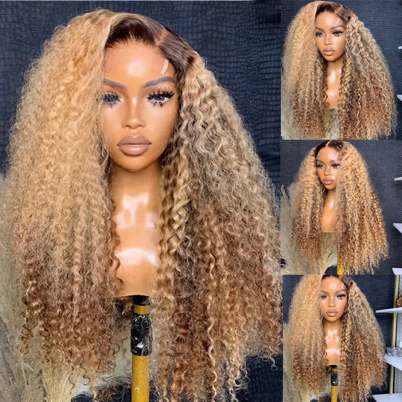 Honey Blonde Highlights Kinky Curly