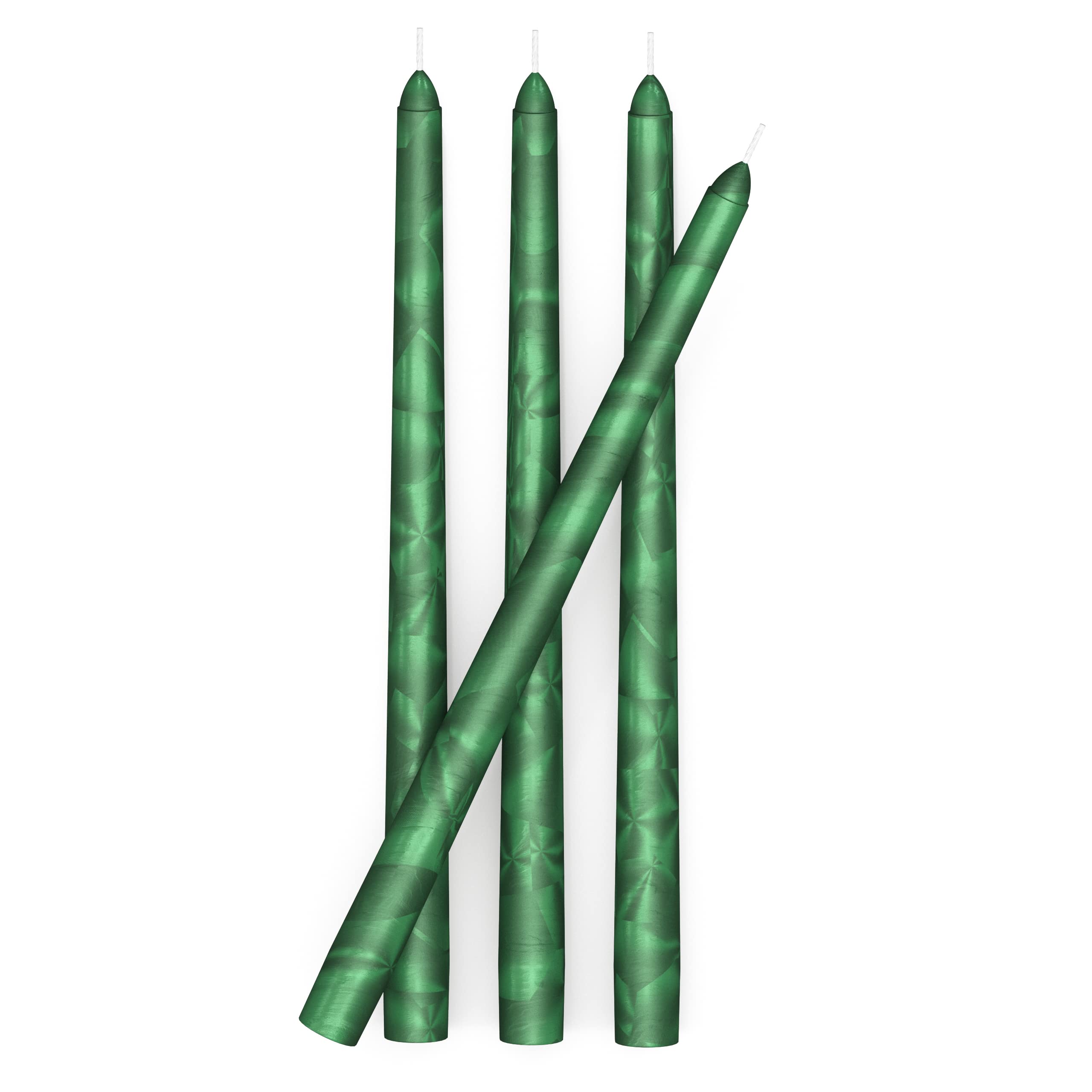 10 Inch Unscented Taper Candles Set of 4 - Dripless Dinner & Wedding Decor - Green Candlesticks for Romantic Ambiance