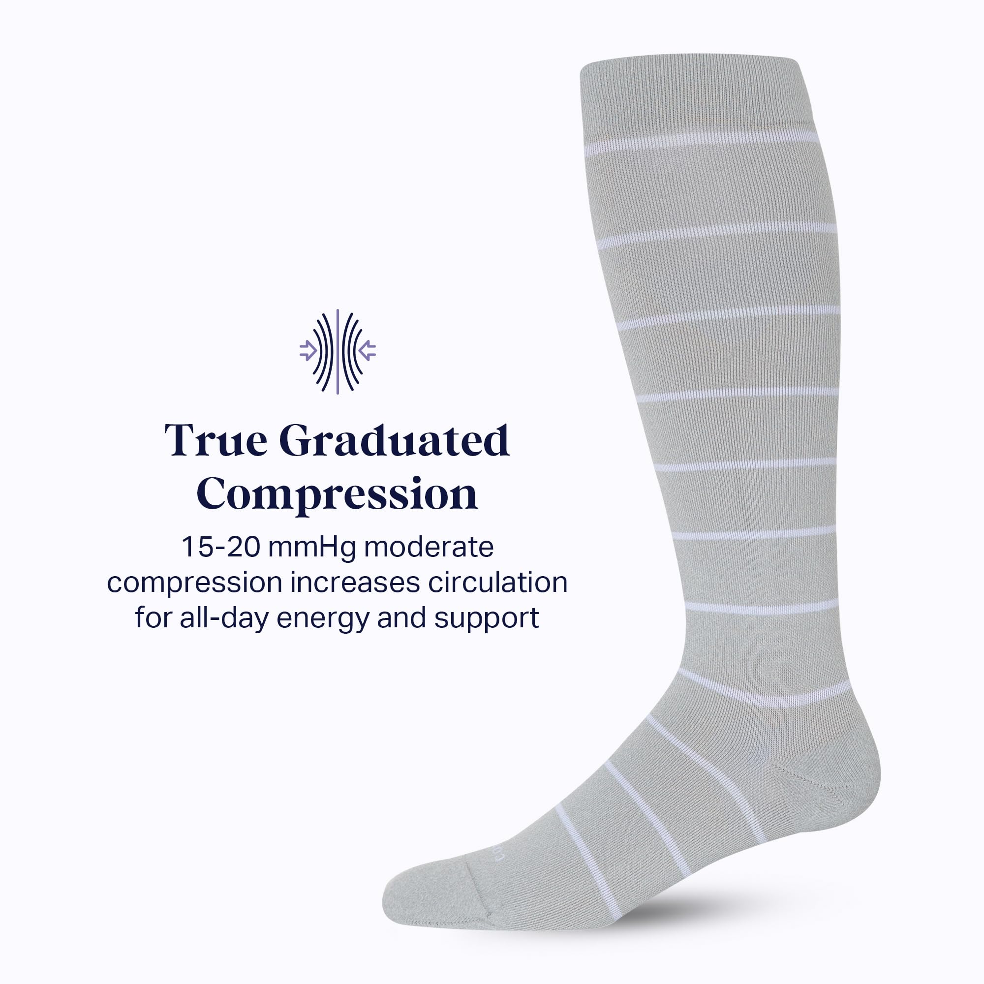 Comrad Nylon Knee High Compression Socks 15-20mmHg - Soft Breathable Graduated Support Socks for Men & Women - Perfect for Running, Travel & Circulation Support