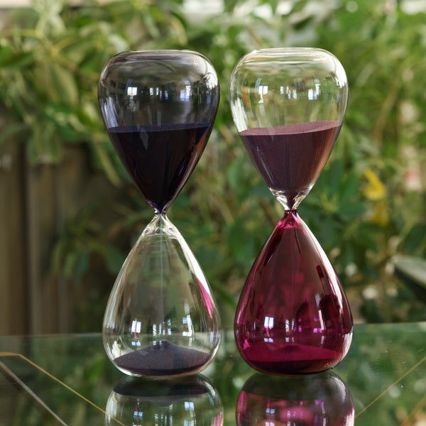 90 Minute Hand Blown Bicolor Sand Timer - Purple or Blue - Perfect for Board Games, Meditation & Classroom Activities