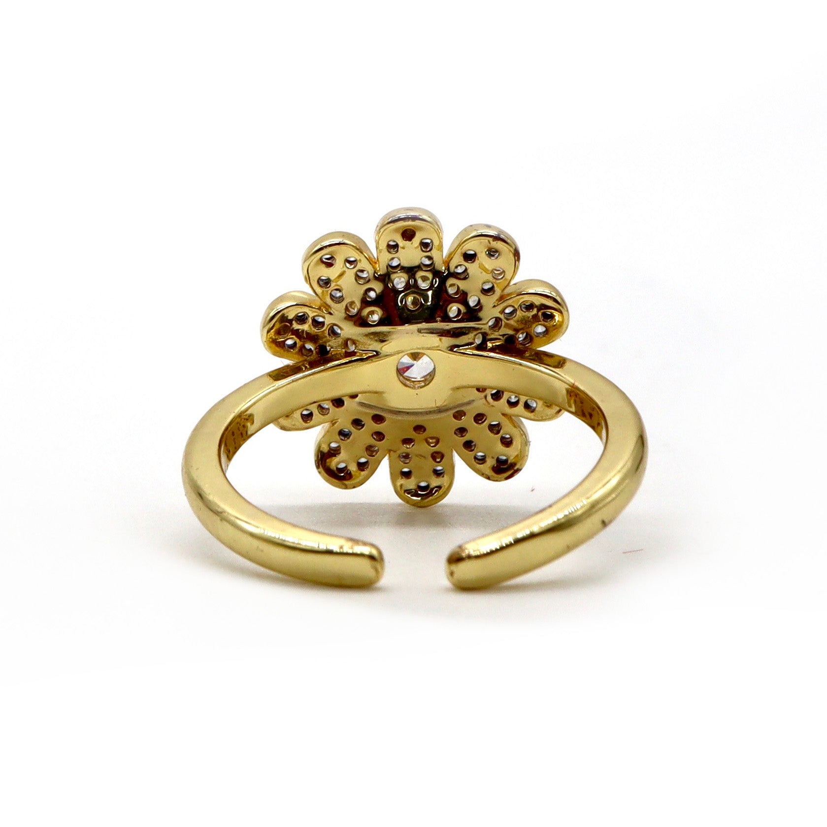 18K Gold Plated Golden Daisy Crystal Ring – Elegant Flower Design Jewelry for Women, Perfect for Weddings, Parties & Everyday Wear
