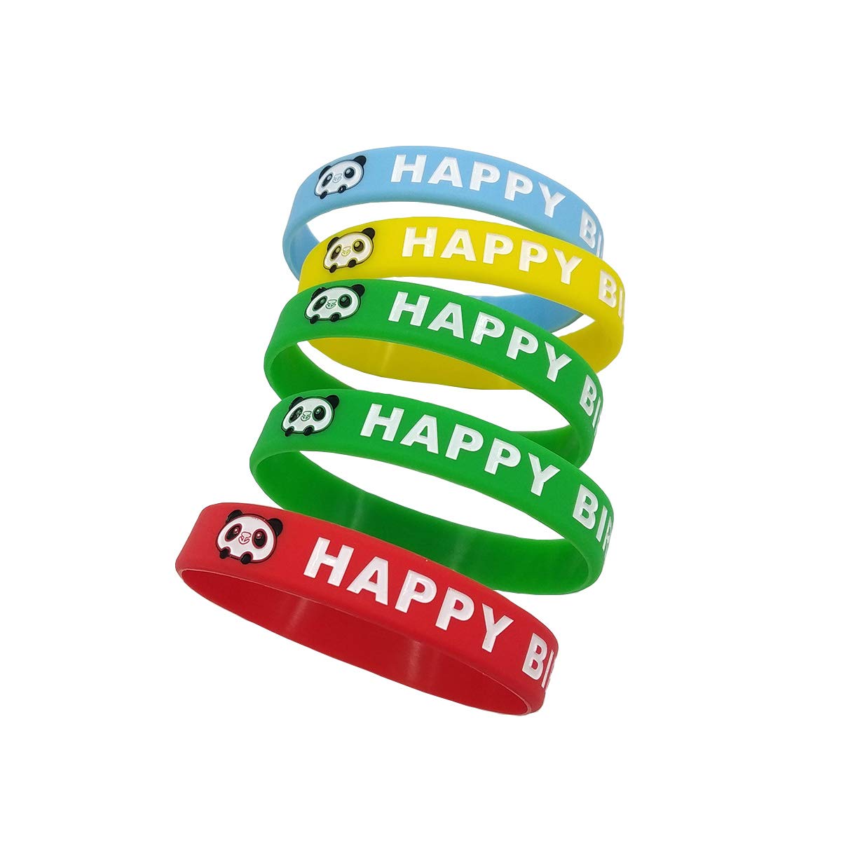 Happy Birthday Bracelets for Kids - 24 Pack Panda Pattern Silicone Wristbands, Teacher Classroom Birthday Gifts for Students - Perfect for School Celebrations, Birthday Parties & Classroom Rewards