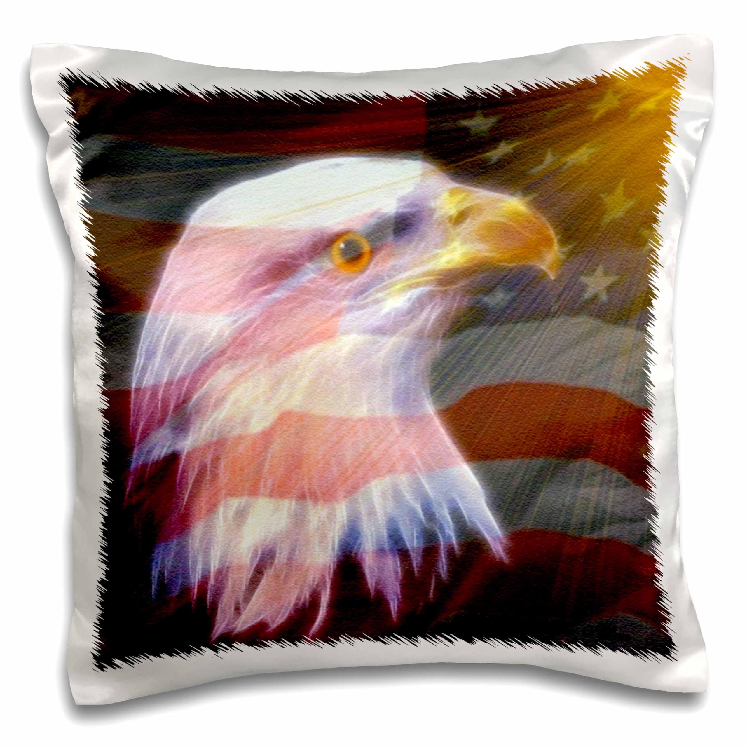 3D Rose USA Flag Eagle Patriotic Pillow Case 16x16 Inches - Decorative Throw Pillow Cover for Home, Office & Outdoor Decor - Perfect for Independence Day, Memorial Day & Veterans Day