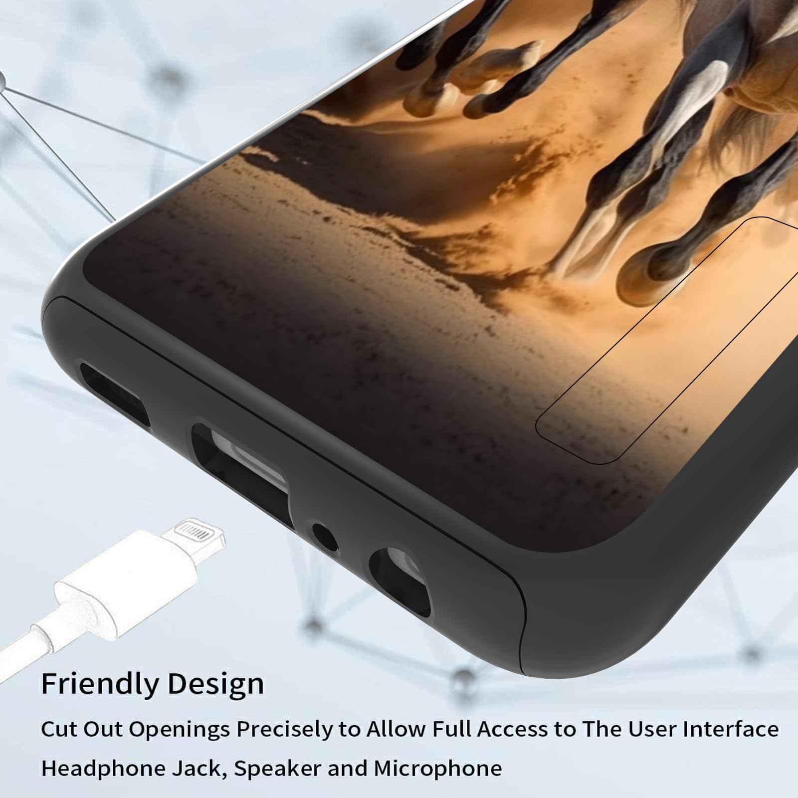 Shockproof Samsung Galaxy A03S Phone Case with Horses Design - Heavy Duty Dual Layer Leather Protective Cover for Men & Women (6.5 Inch) - Perfect for Outdoor Activities, Work & Daily Use