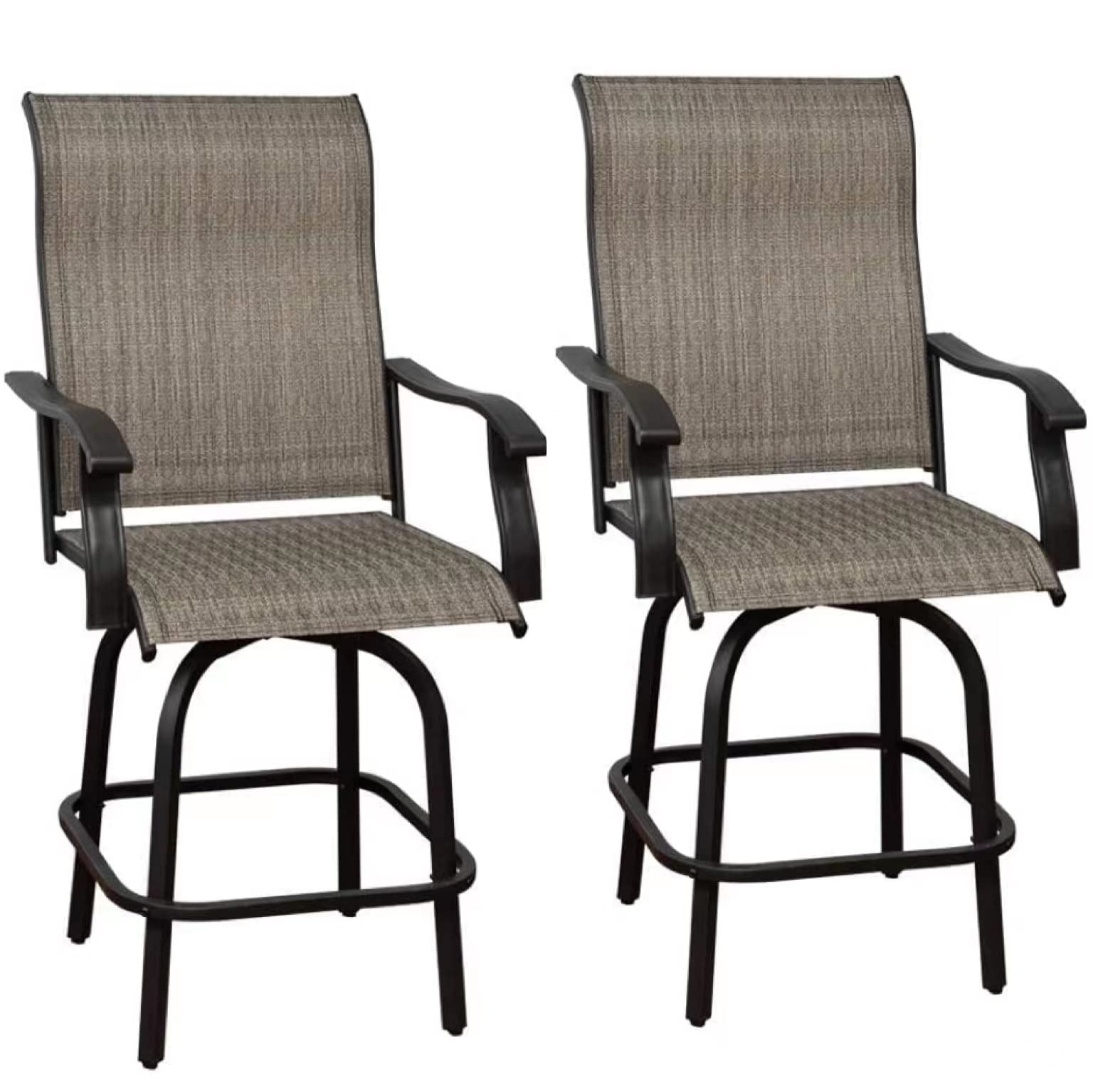 DUSACOM 2-Piece Patio Bistro Set with Swivel Bar Stools - High Back & Armrest All-Weather Outdoor Furniture for Lawn, Garden, Backyard - Brown - Perfect for Relaxing, Entertaining & Outdoor Dining