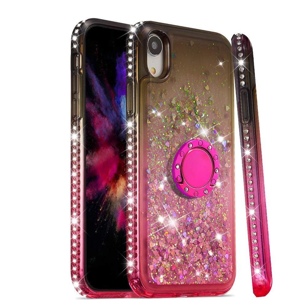 Luxury Diamond Glitter Bling Crystal iPhone XR Case with Ring Stand Holder - Sparkly Rhinestone Protective Kickstand Bumper Cover for Women & Girls | Perfect for Daily Use, Parties, and Special Occasions