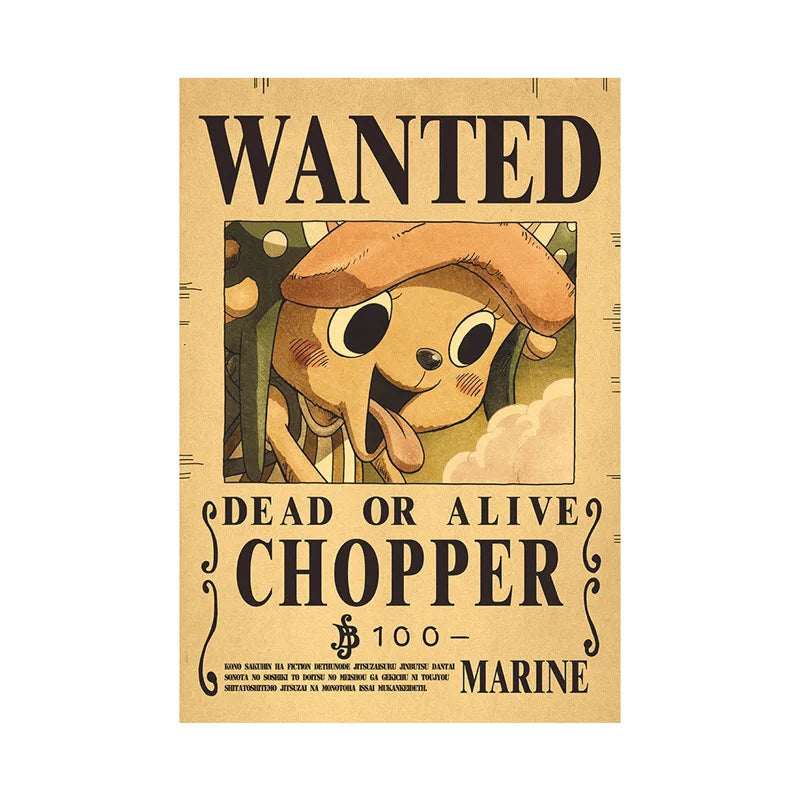 One Piece Bounty Wanted Sticker Posters - Anime Wall Decor for Bedroom, Office & Game Room - Perfect for Fans & Collectors