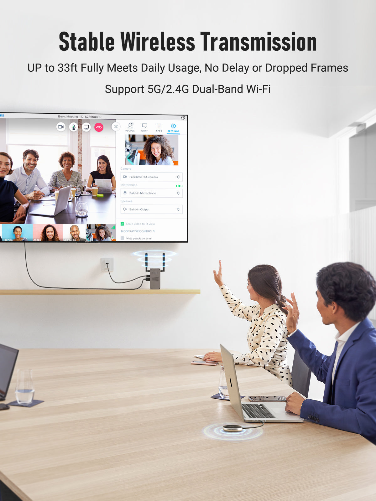Lemorele Wireless HDMI Extender 4K Ultra HD 60Hz - 100ft Range, Low Latency, Plug & Play for Home Theater, Gaming, and Presentations