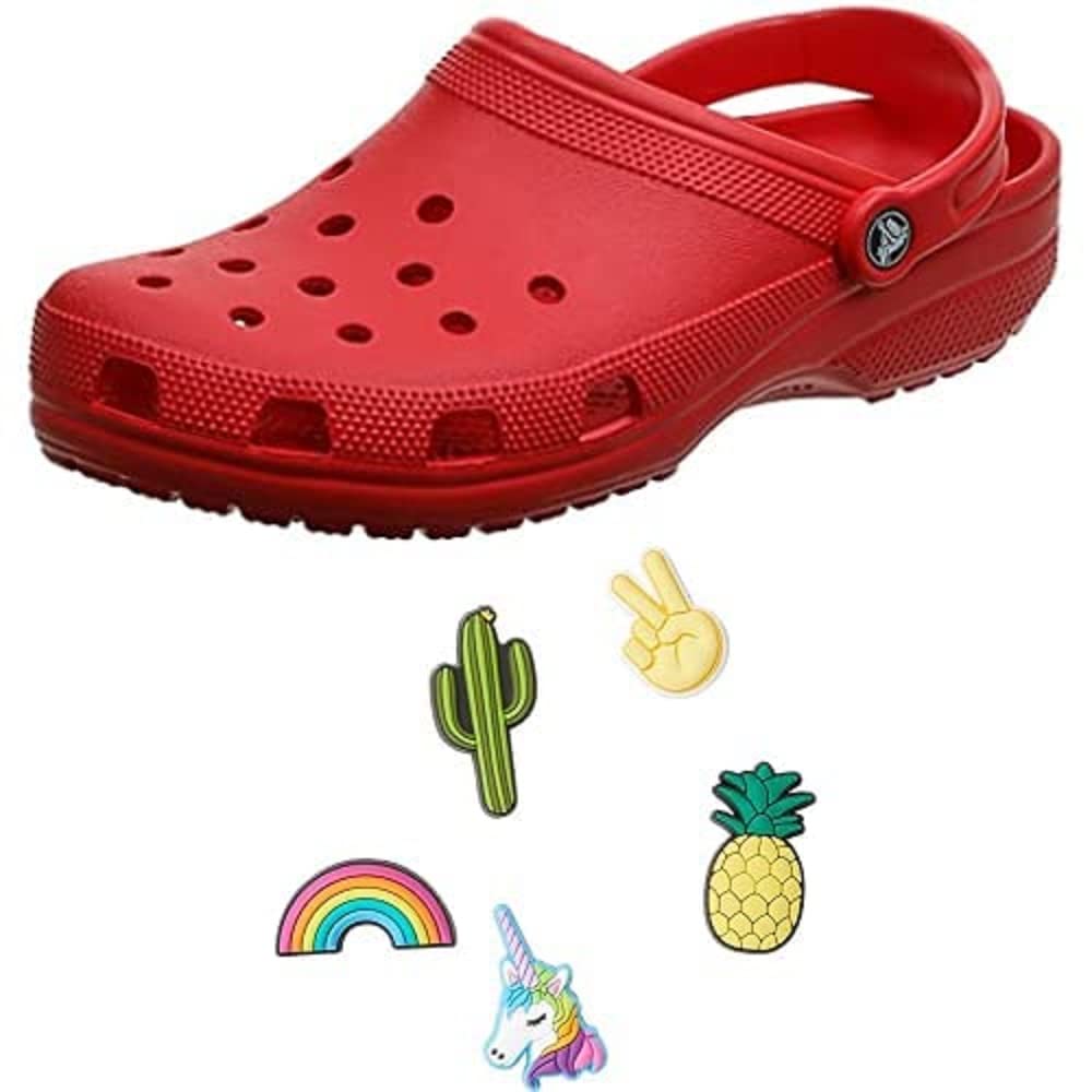 Crocs Classic Clog for Men & Women with 5-Pack Jibbitz Charms - Comfortable Slip-On Shoes for Casual Wear, Home, Garden & Outdoor Activities