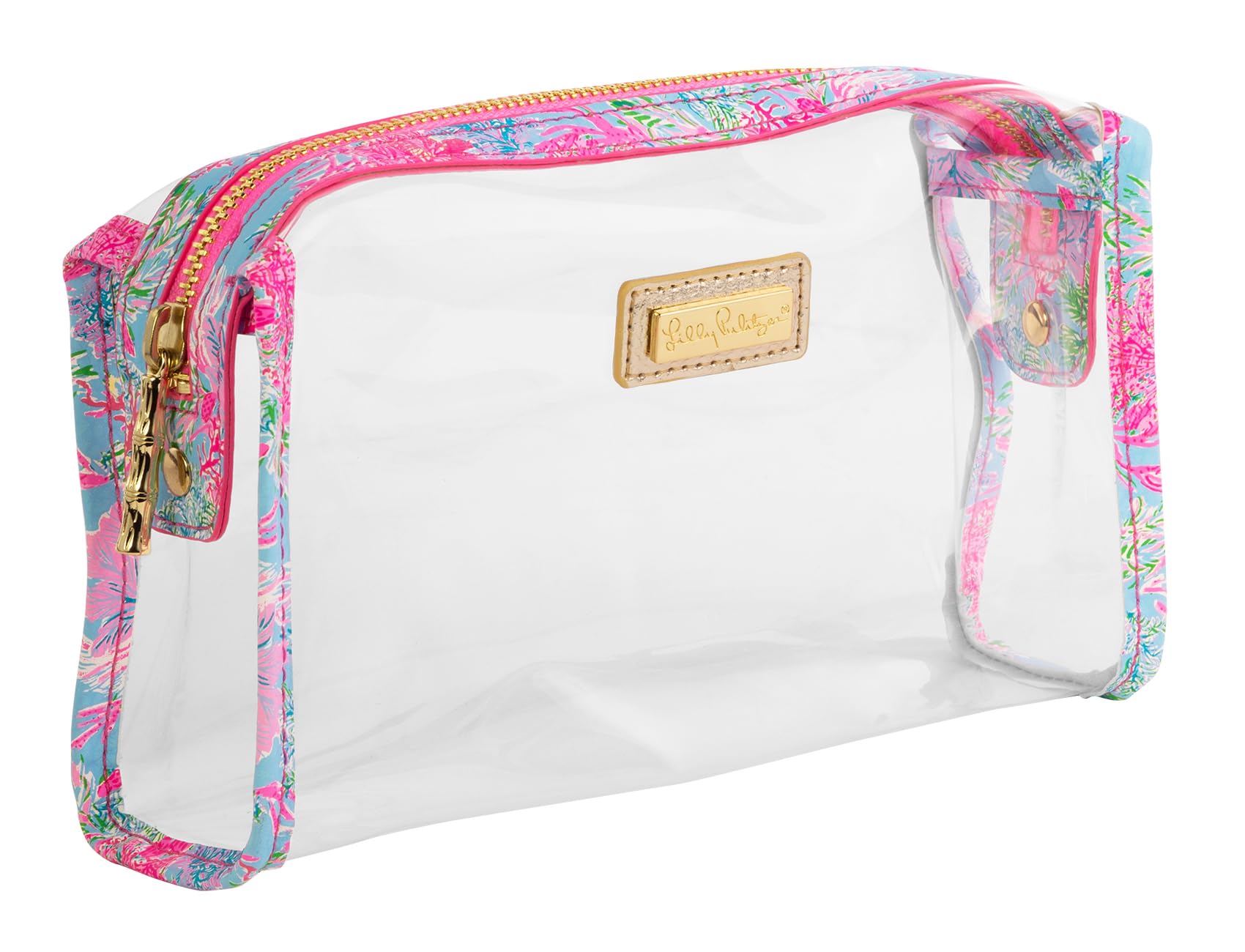 Lilly Pulitzer Clear Zipper Pouch - Stylish Waterproof Makeup Bag & Travel Toiletry Organizer for Women | Perfect for Cosmetics, School Supplies, Jewelry & Essentials | Cute Cay to My Heart Design for Home, Office & Vacation Use