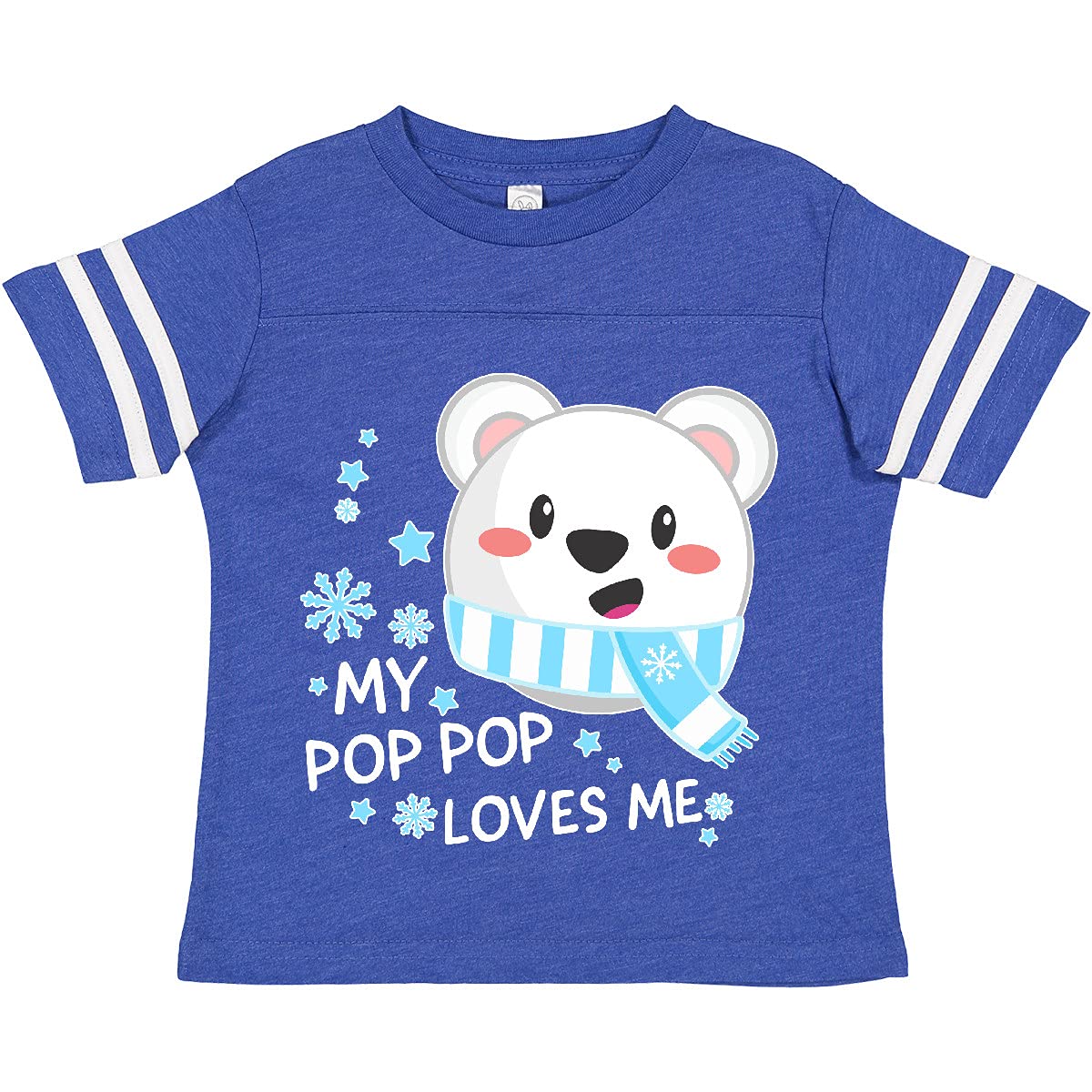 Inktastic My Pop Pop Loves Me Polar Bear Graphic Toddler T-Shirt - Cute Kids Casual Wear for Grandparents Day & Family Outings