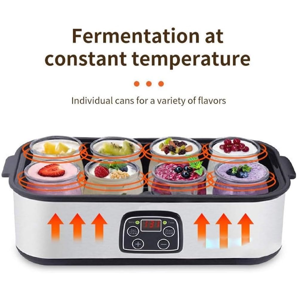 2025 Probiotic Yogurt Maker Machine with Temperature Control & 8 Lids - Homemade Yogurt Maker for Healthy Breakfast, Snacks, and Gut Health - Perfect for Keto, Vegan, and Dairy-Free Diets