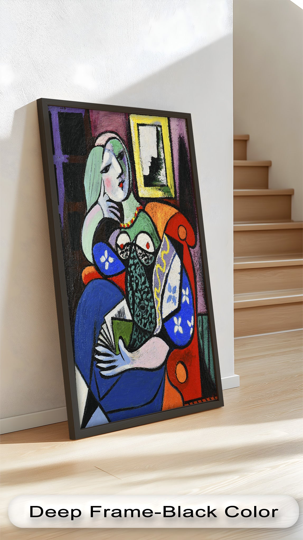 Abstract Woman Reading on Red Armchair - Picasso Style Oil Painting Reproduction - Perfect for Living Room Decor & Art Lovers