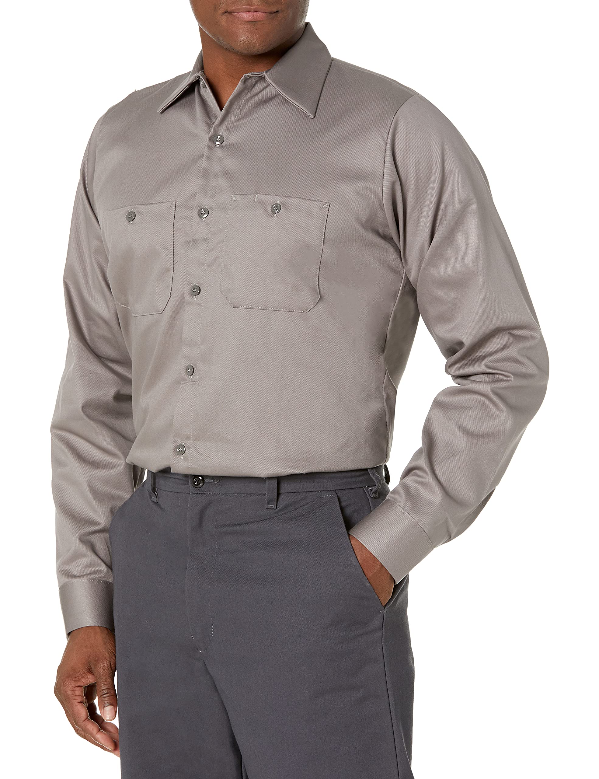 Red Kap Men's Wrinkle Resistant Cotton Work Shirt - Durable Comfort for Construction, Auto Repair & Outdoor Work (Long Sleeve, Button Down)