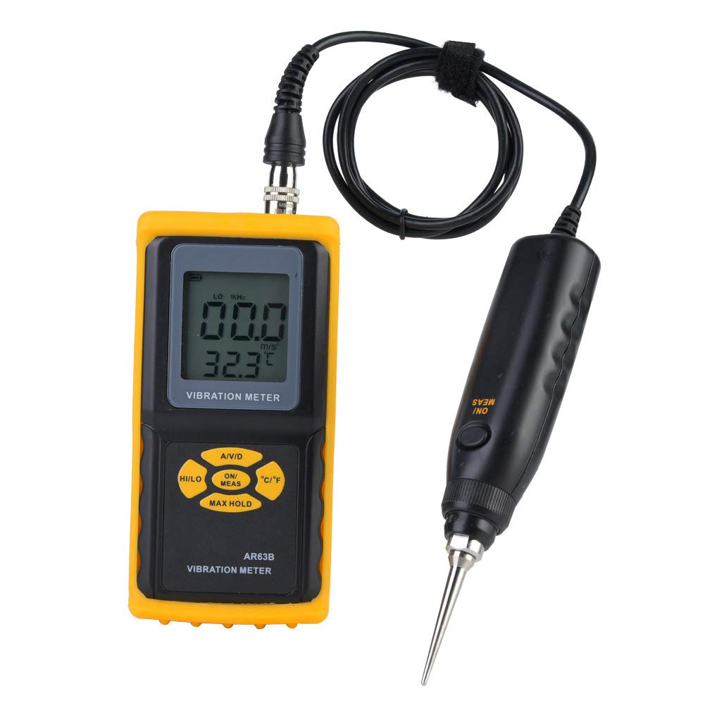 AR63B LCD Digital Vibration Tester - Handheld Split Vibrometer with Intelligent Accelerometer for Power Plants & Petrochemical Industry | Vibration Meter Analyzer for Machinery Maintenance & Equipment Monitoring