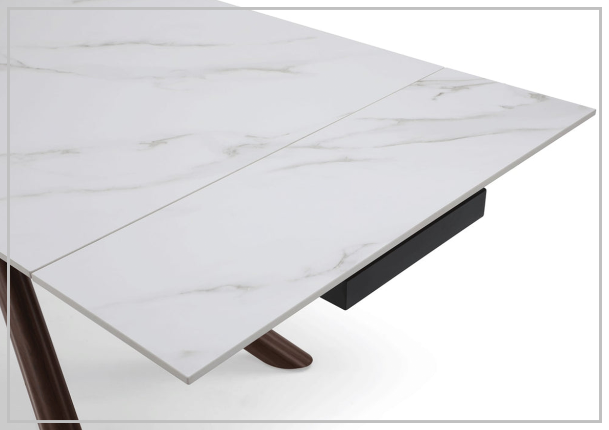 Extendable Dining Table with Ceramic Top - Gio Italia Modern Expandable Kitchen Table for Small Spaces | Perfect for Apartments, Dining Rooms & Entertaining Guests