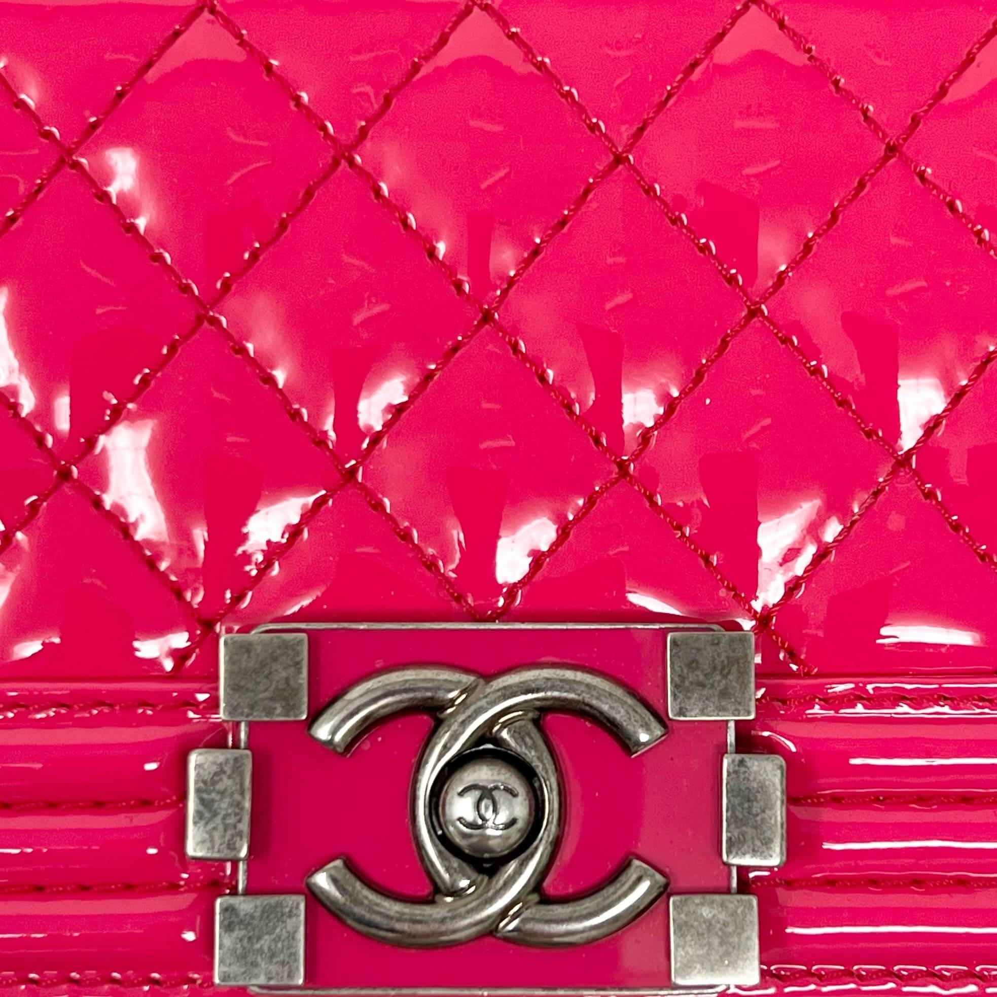 Chanel Pink Patent Leather Small Boy Bag - Luxury Crossbody Handbag for Women, Perfect for Parties, Dates & Special Occasions