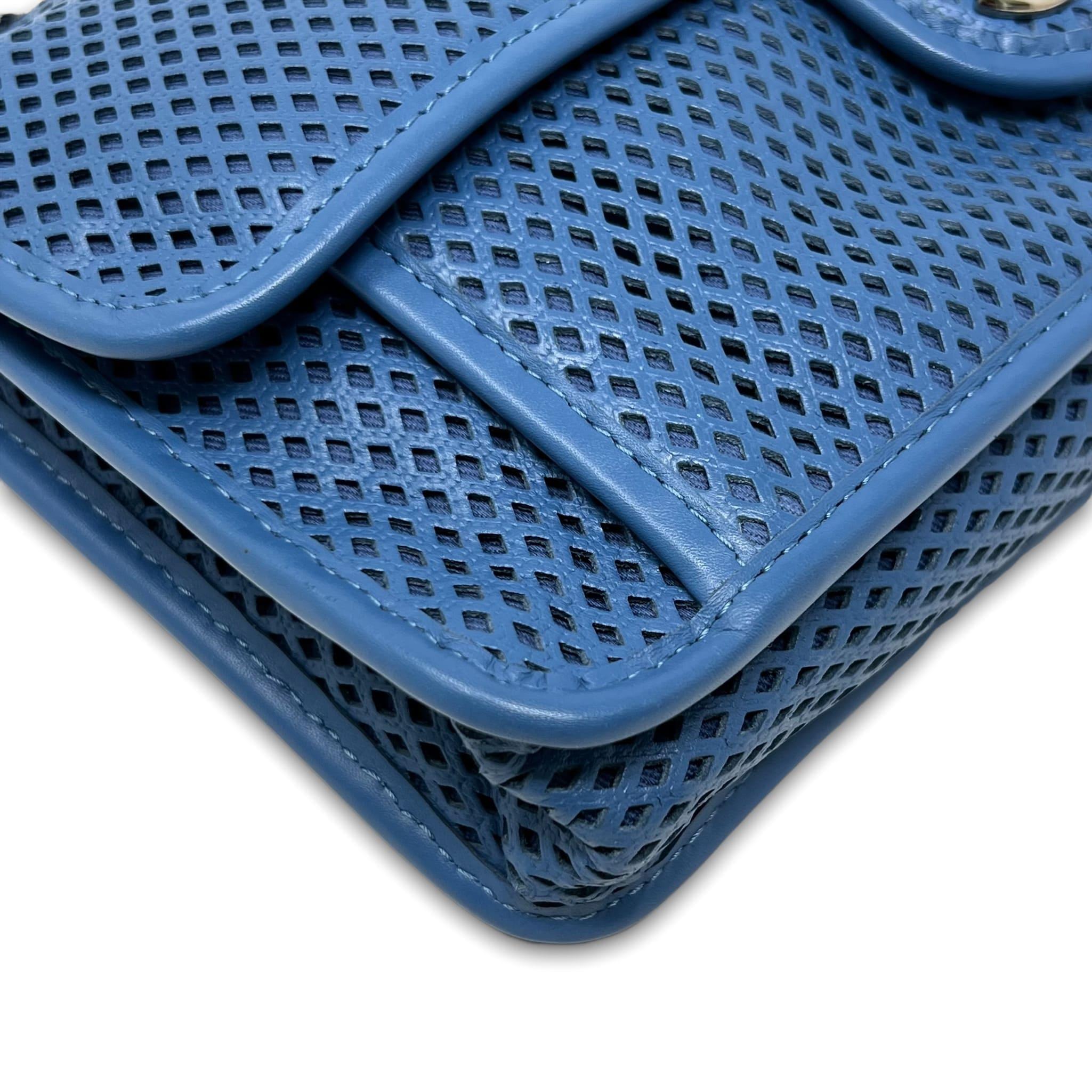 Chanel Blue Perforated French Riviera Quilted Leather Flap Bag - Luxury Crossbody Purse for Women, Perfect for Beach Vacations & Summer Outings