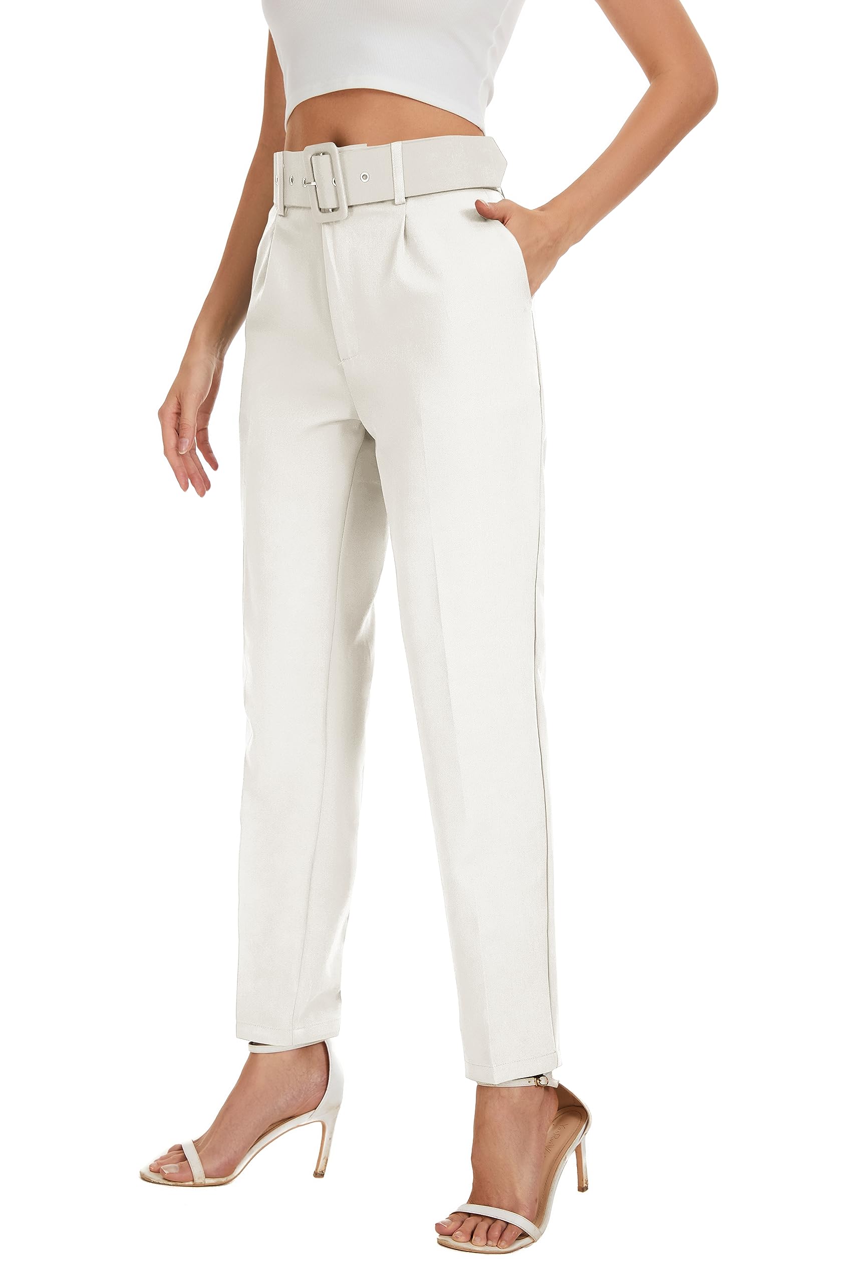 High Waisted Women's Business Casual Dress Pants - Tapered Work Trousers with Pockets | Perfect for Office, Interviews & Professional Events