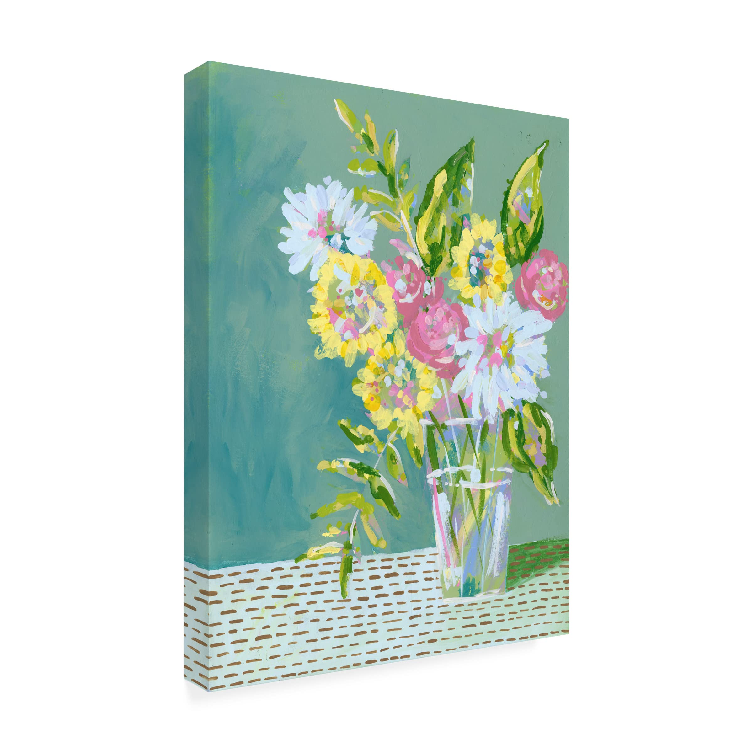 Regina Moore 'Pastel Blossoms I' Floral Canvas Wall Art Print - Elegant Spring Home Decor for Living Room, Bedroom & Office